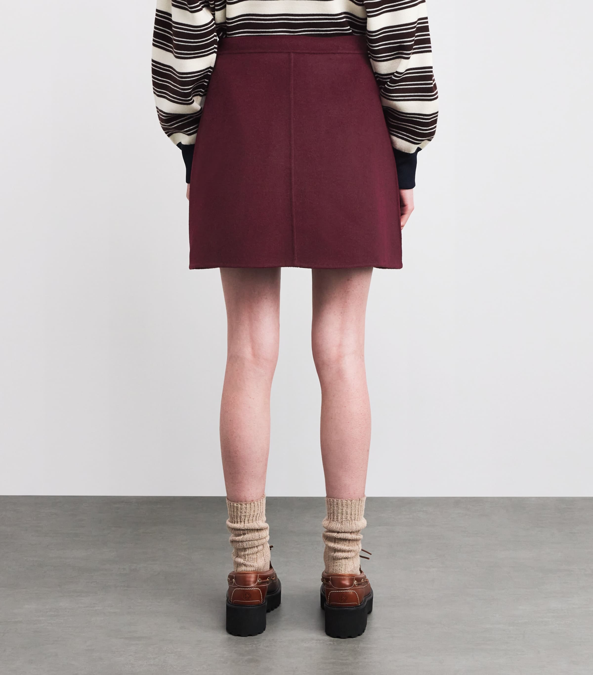 Wool Mini Skirt BURGUNDY Image 4