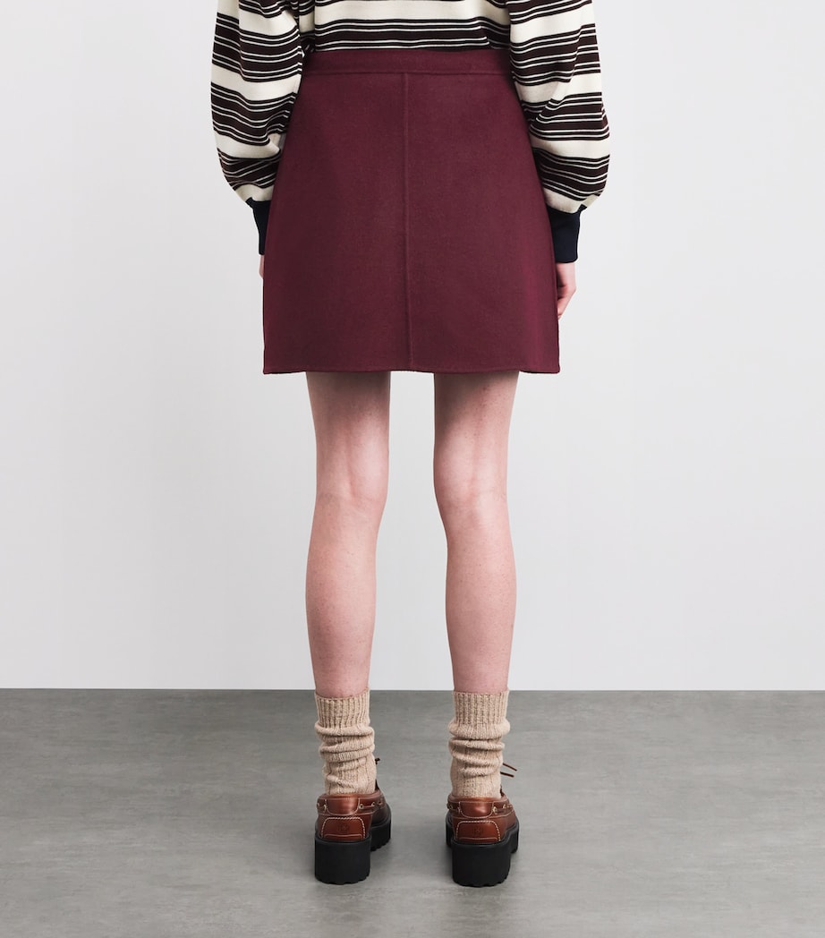 Wool Mini Skirt BURGUNDY Image 4