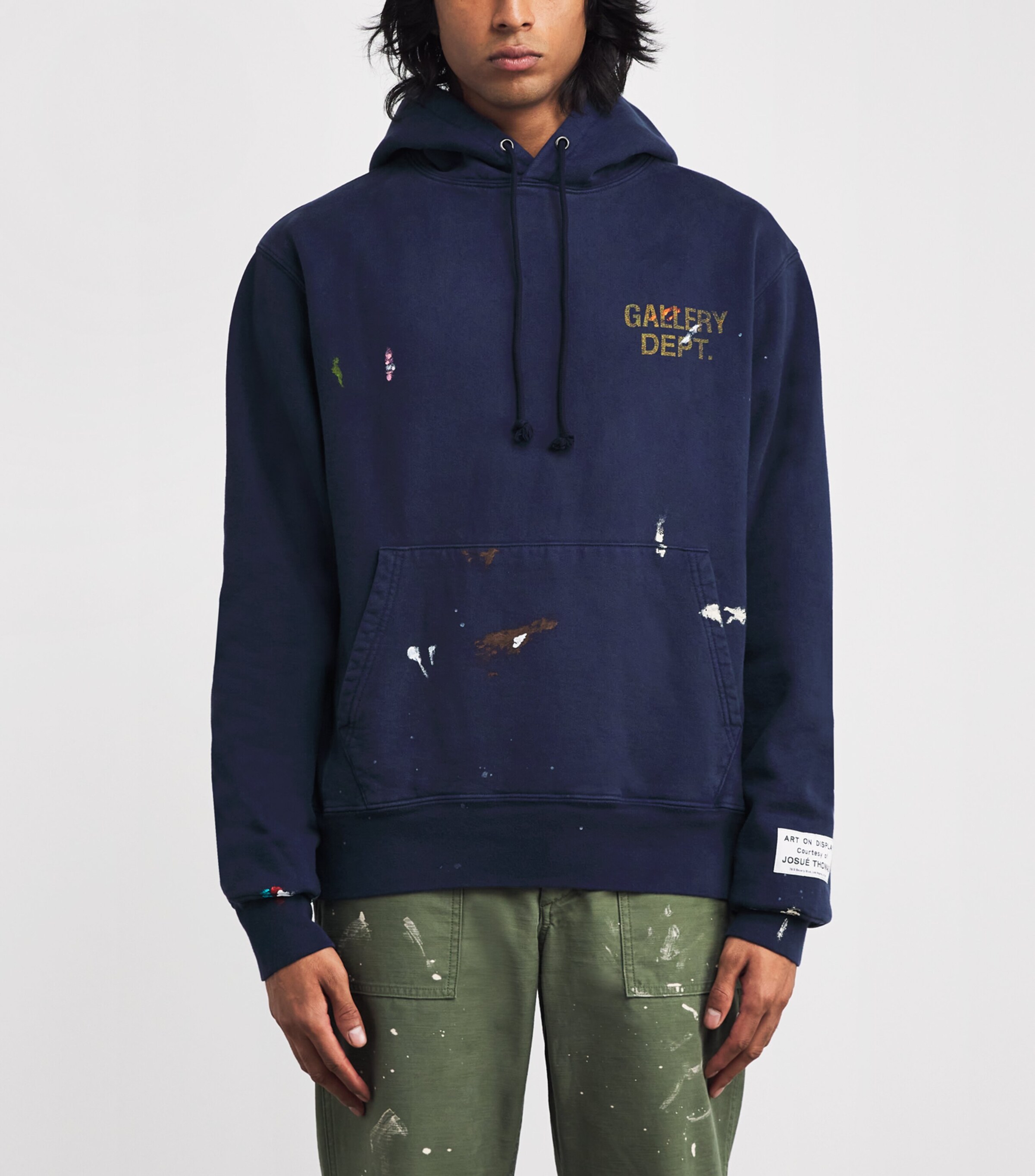 GALLERY DEPT. Mens Cotton Logo Paint Hoodie Vintage Navy Image 3