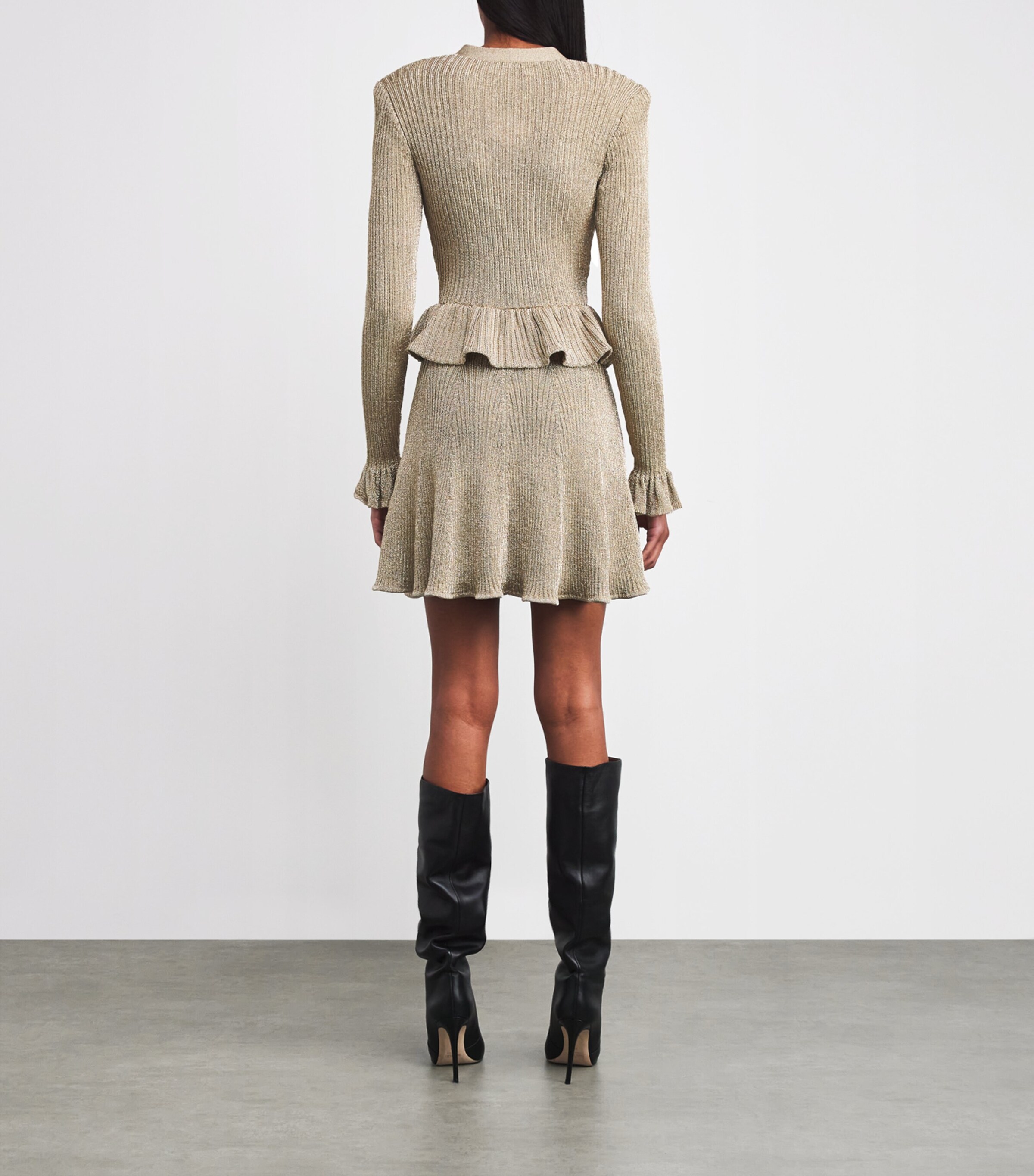 Lurex Peplum Mini Dress GOLD Image 3