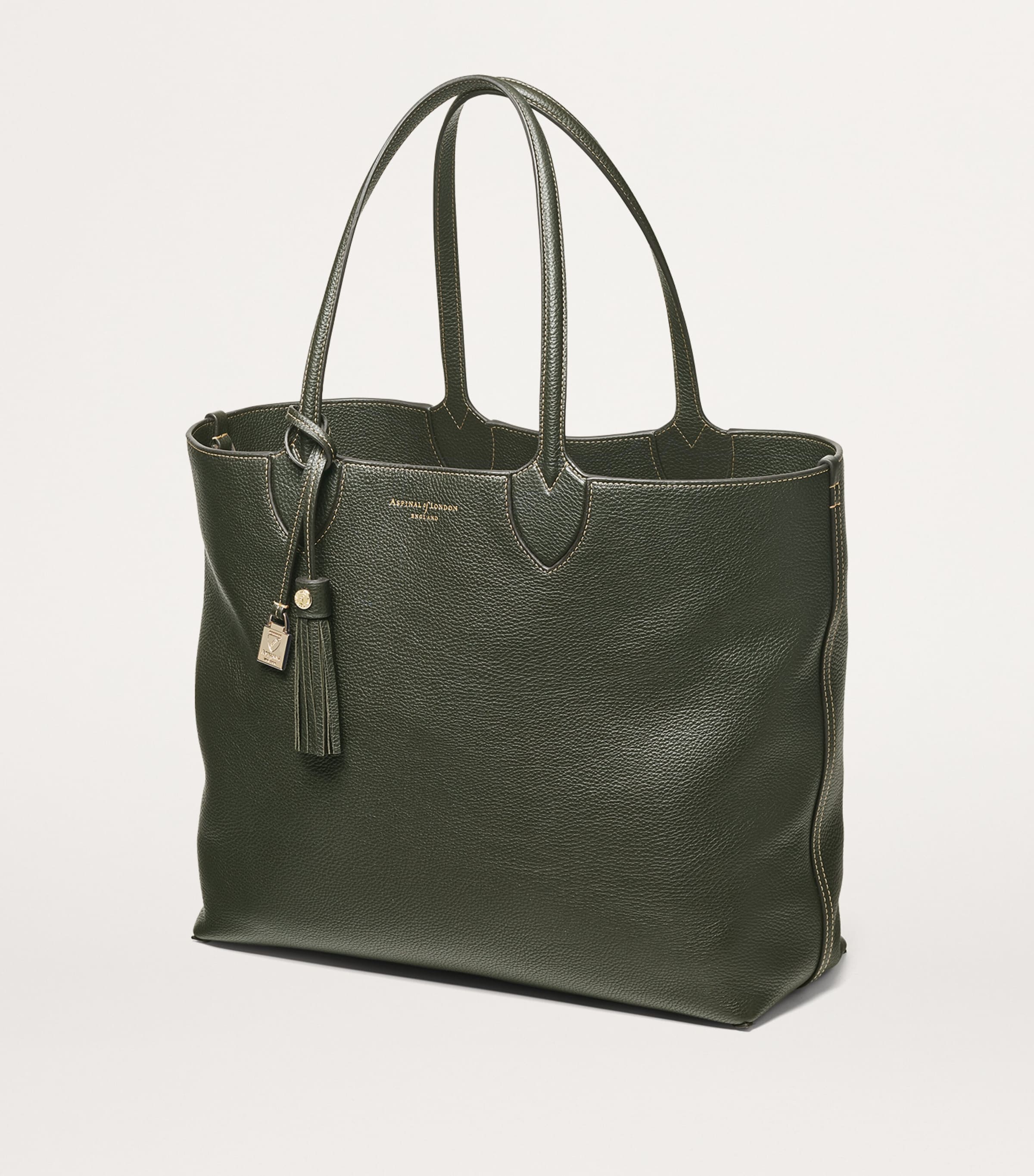 Leather Hudson Tote Bag GREEN Image 4