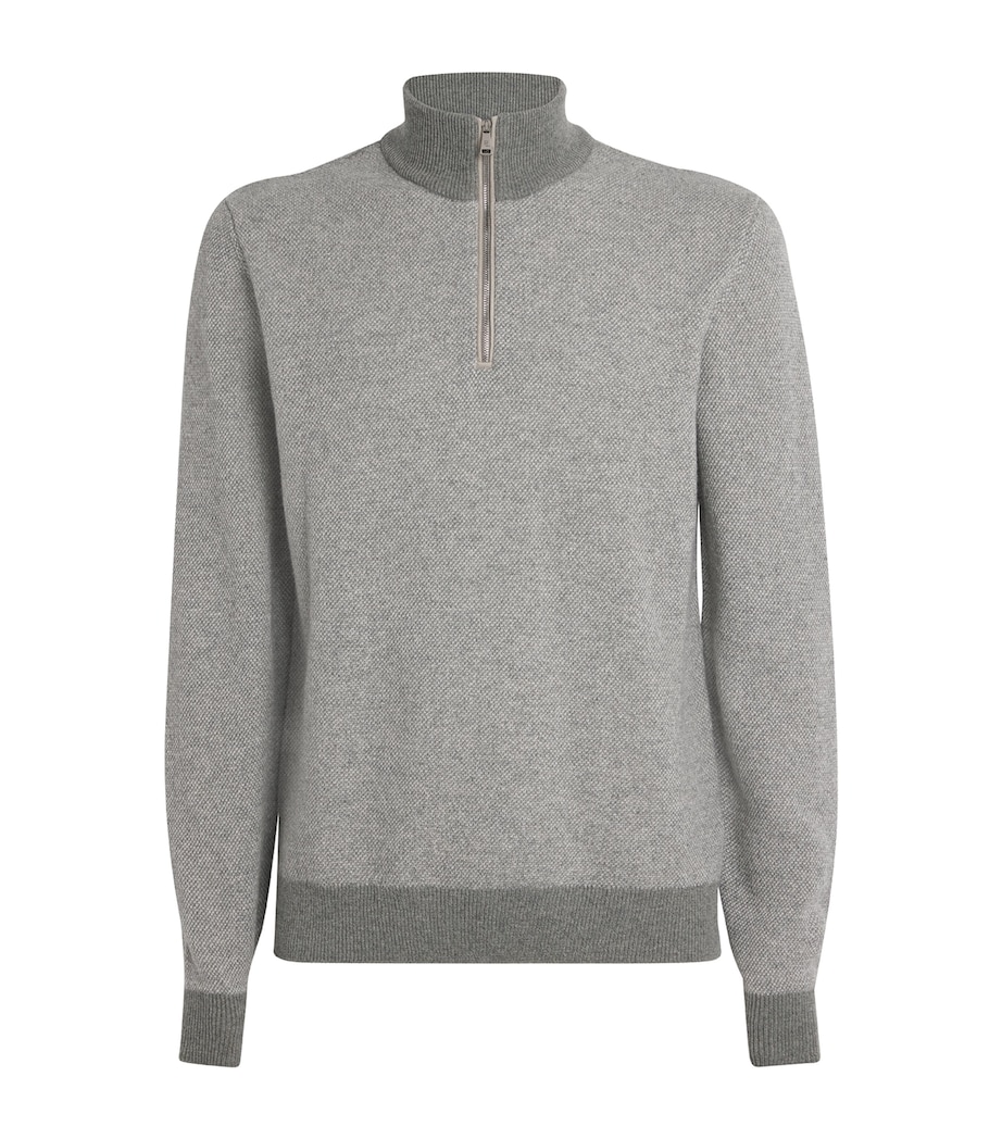 Cashmere Quarter-Zip Sweater  LIGHT GREY HEATHER Image 1