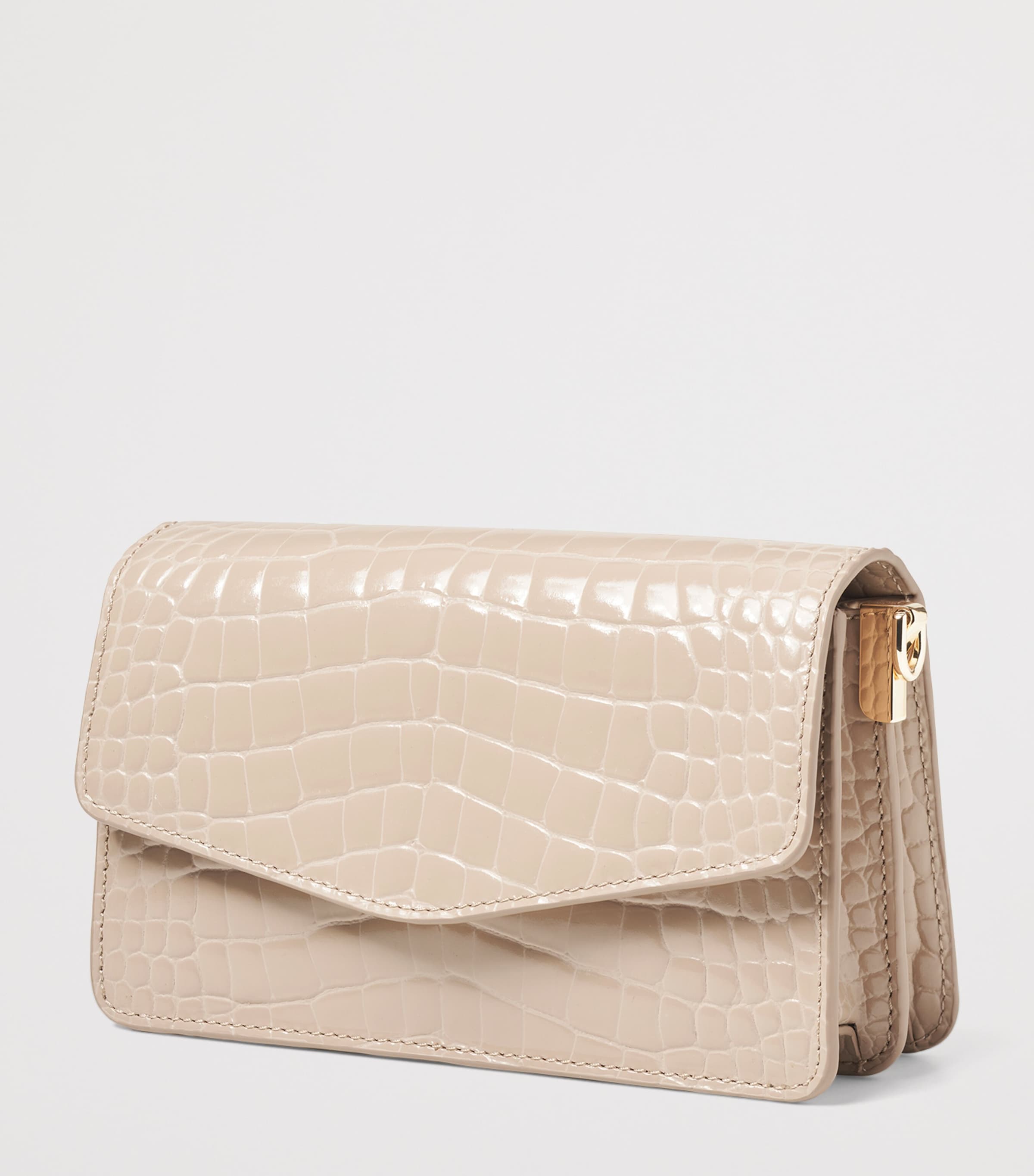 Aspinal Of London Croc-Embossed Leather Eliza Clutch Bag Taupe Image 4