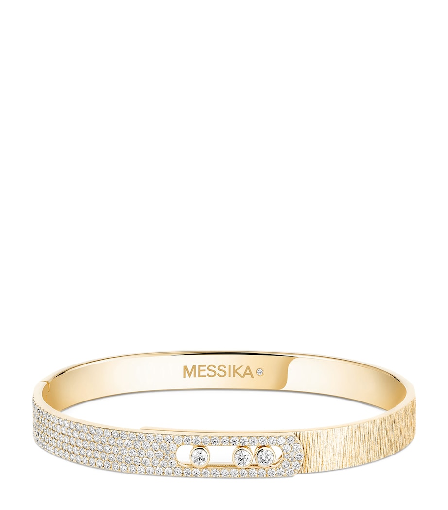 Messika Move Noa Diamond and Yellow Gold Half Pavé Chiselled Bangle (1.20ct) Yellow Gold Image 1