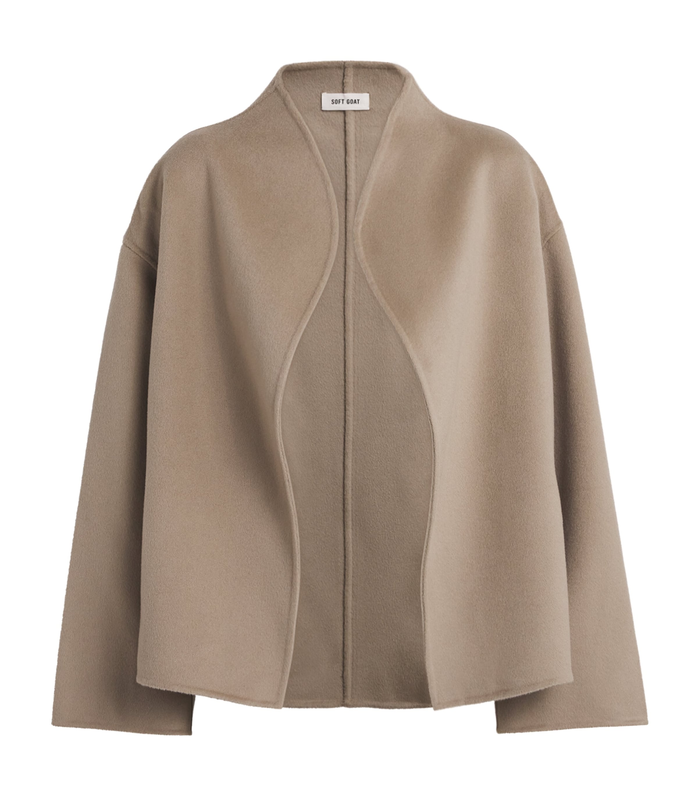 Soft Goat Wool-cashmere Short Jacket In Brown