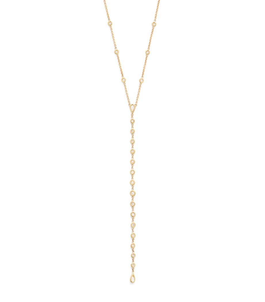 Yellow Gold and Diamond Teardrop Y Necklace YELLOW GOLD Image 1