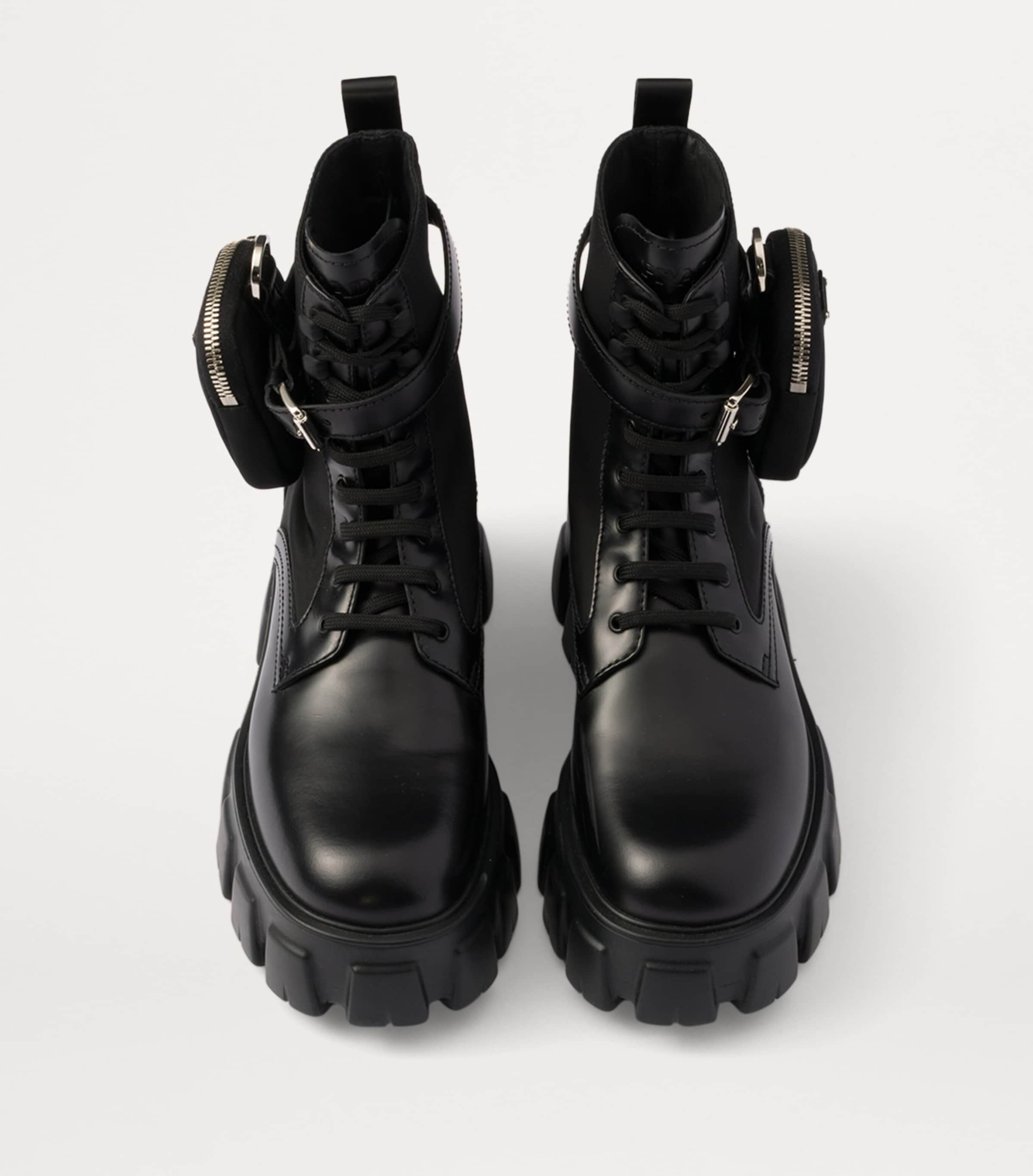 Ankle Boots Lug Sole Boots Prada Prada Black Leather Monolith