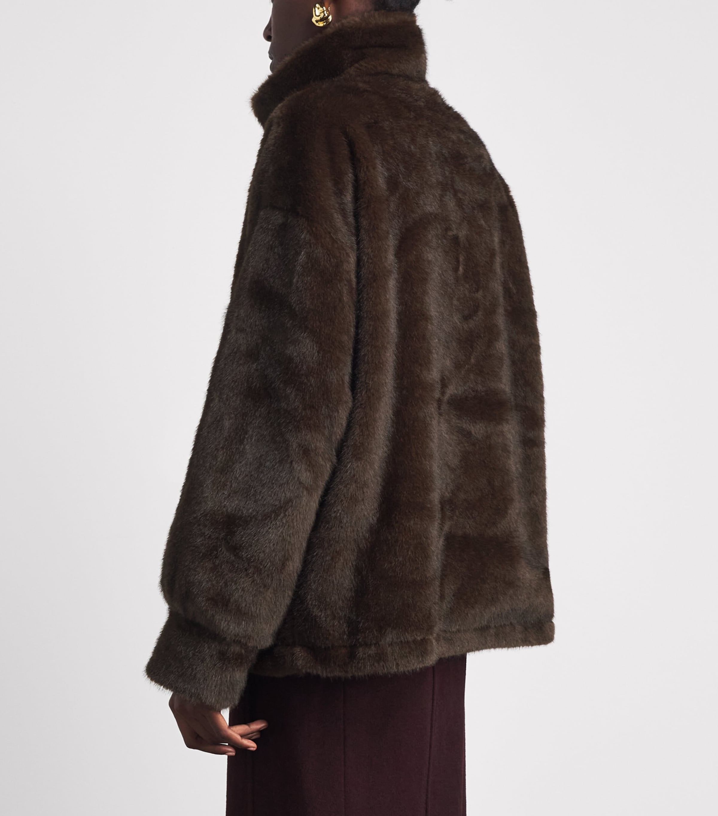 Source Unknown Womens Faux Fur Anorak Sweatshirt Br Image 5