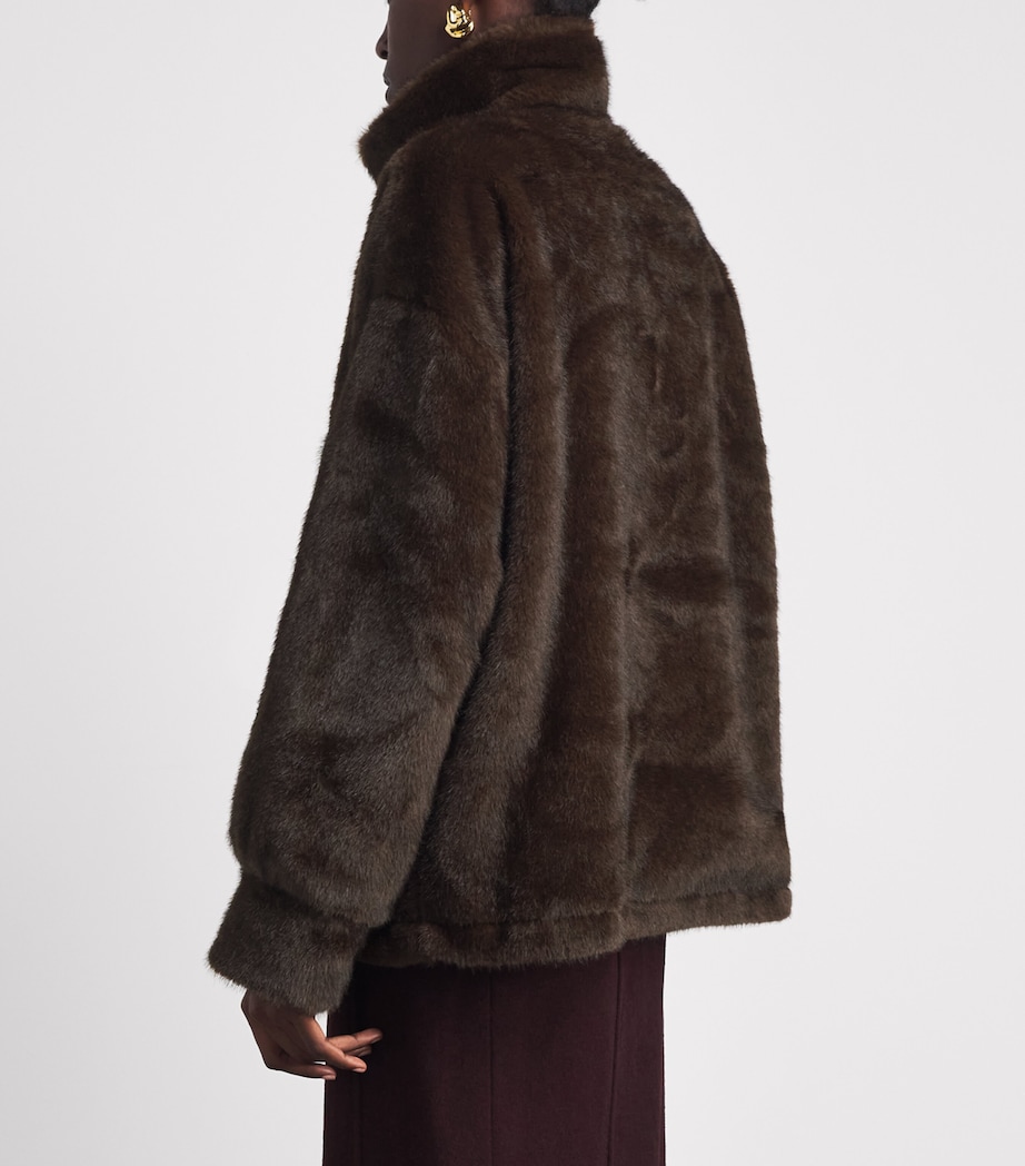 Source Unknown Womens Faux Fur Anorak Sweatshirt Br Image 5