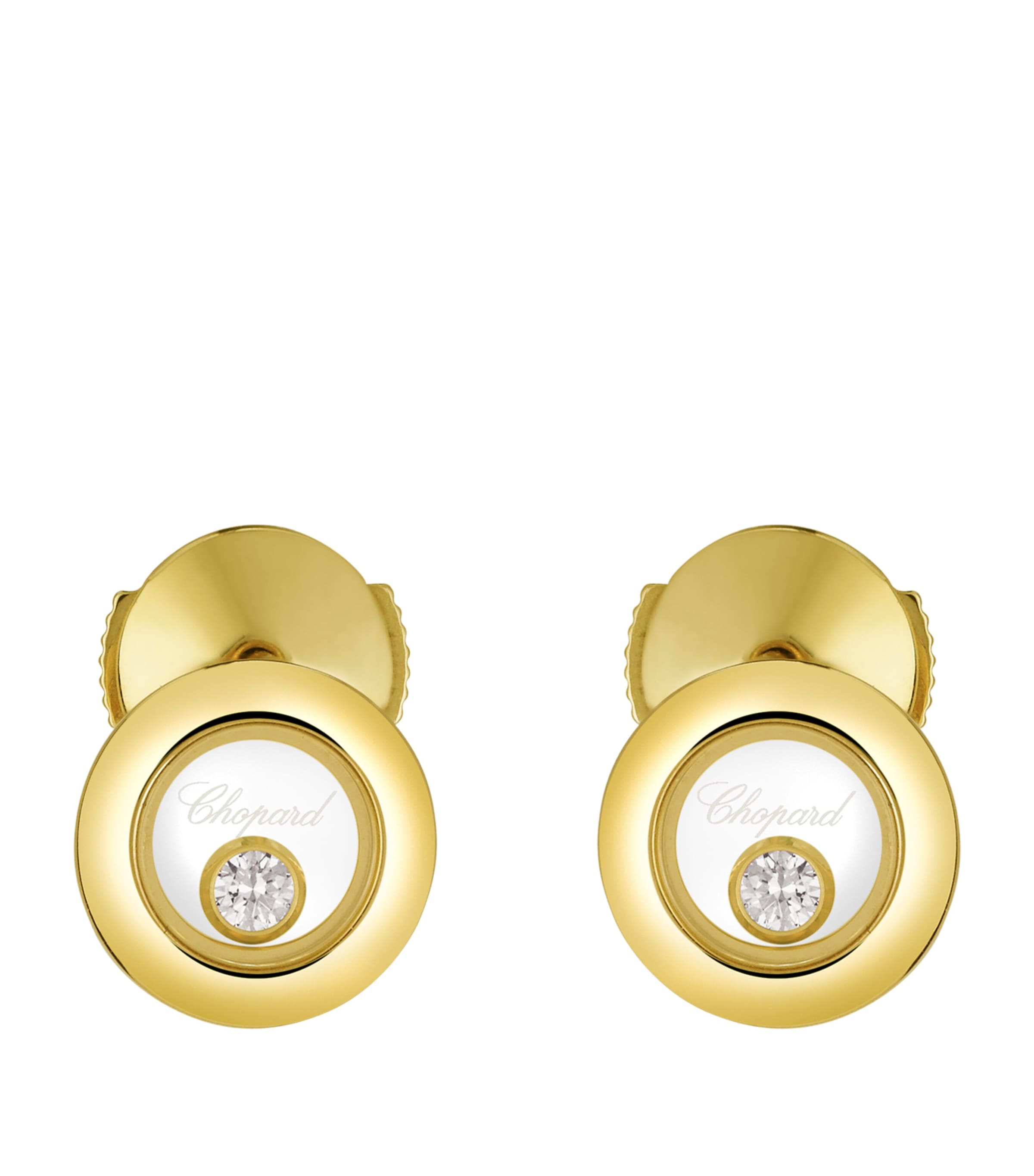 Chopard Happy Diamonds 18ct Yellow-gold And 0.10ct Diamond Earrings In Gold