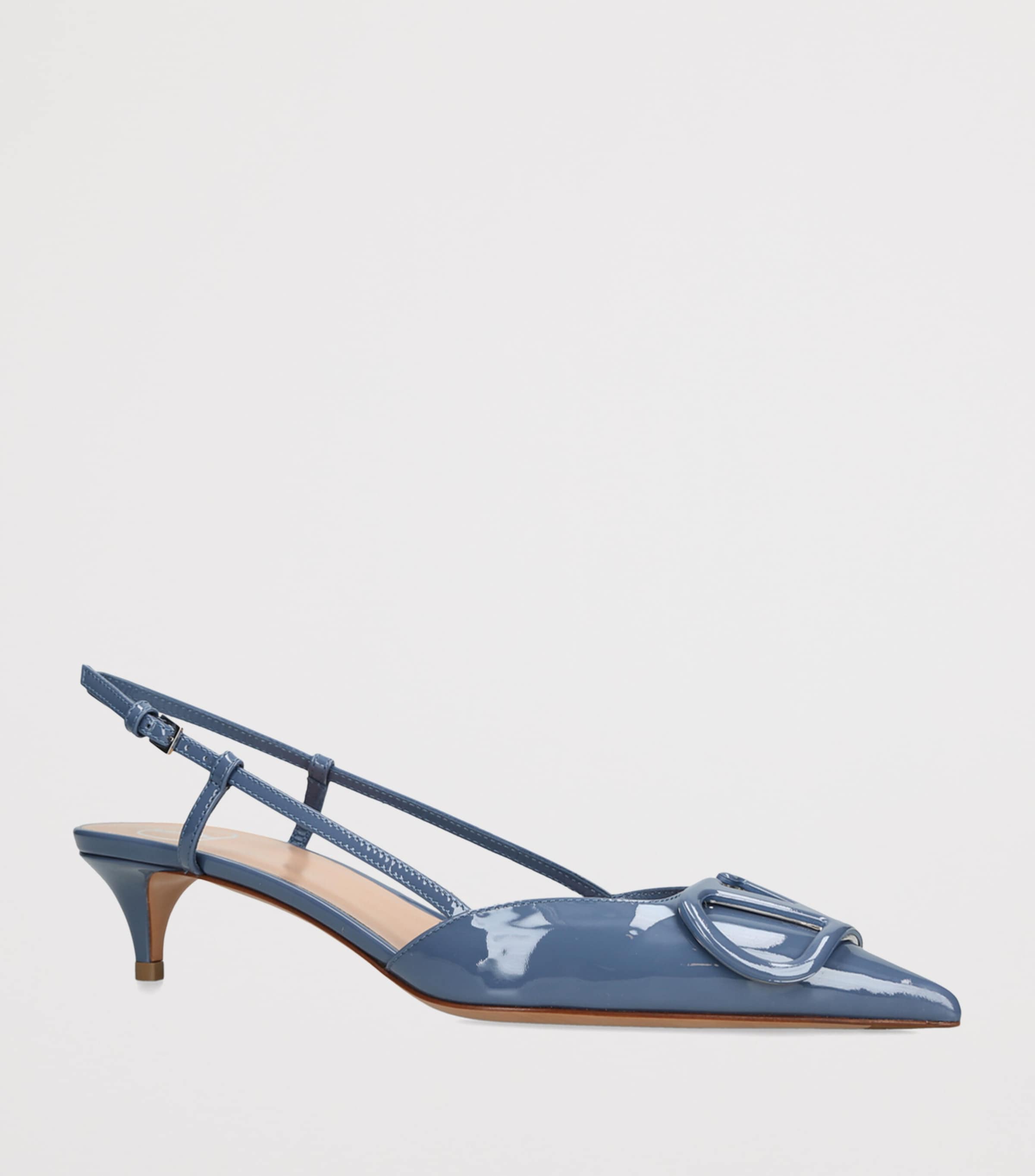 Valentino Garavani Leather VLogo Slingback Pumps 40 Blue Image 2