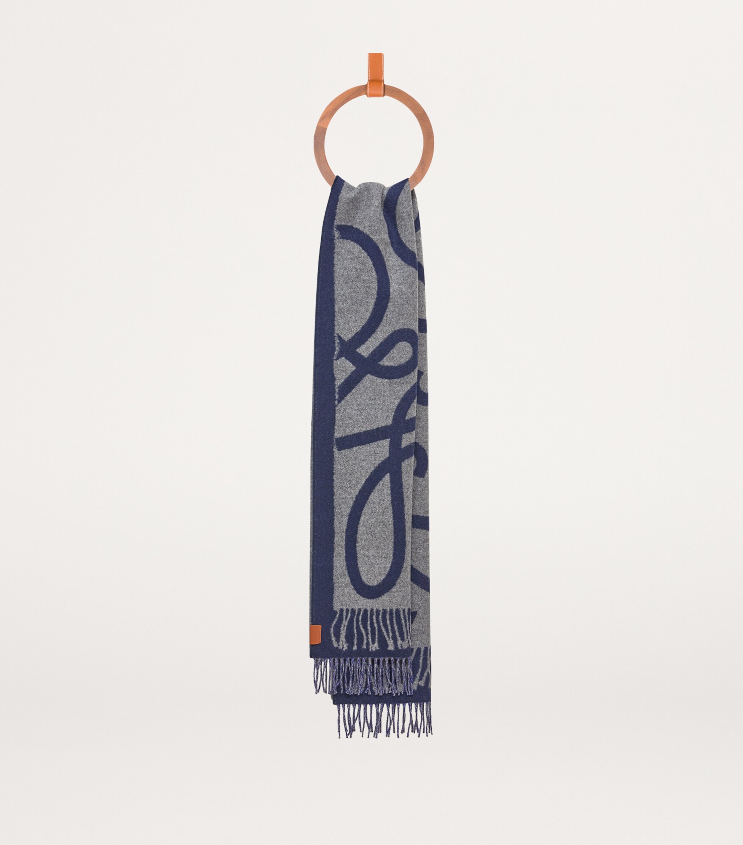 Wool-Cashmere Reversible Scarf BLUE/GREY Image 3