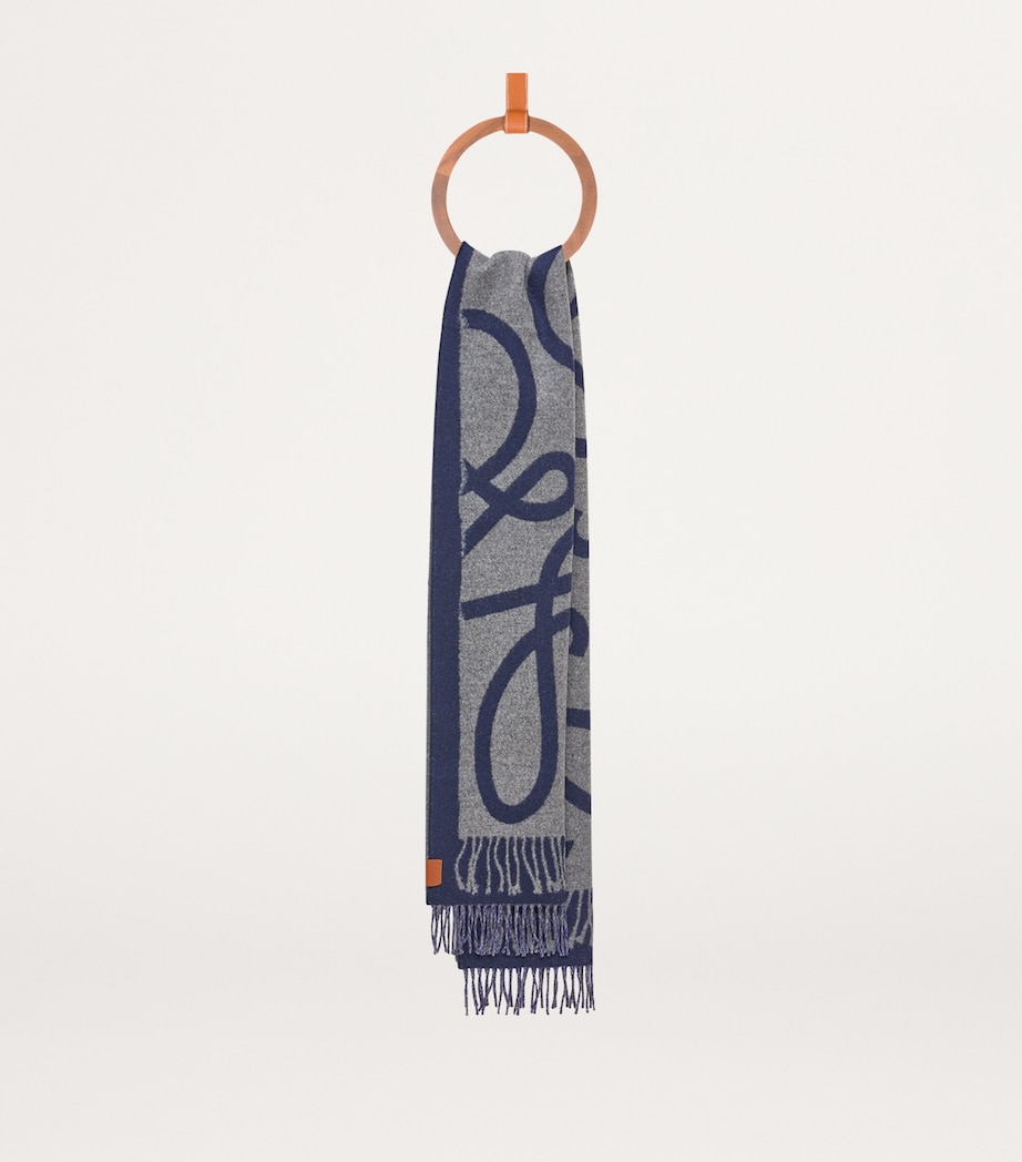 Wool-Cashmere Reversible Scarf BLUE/GREY Image 3