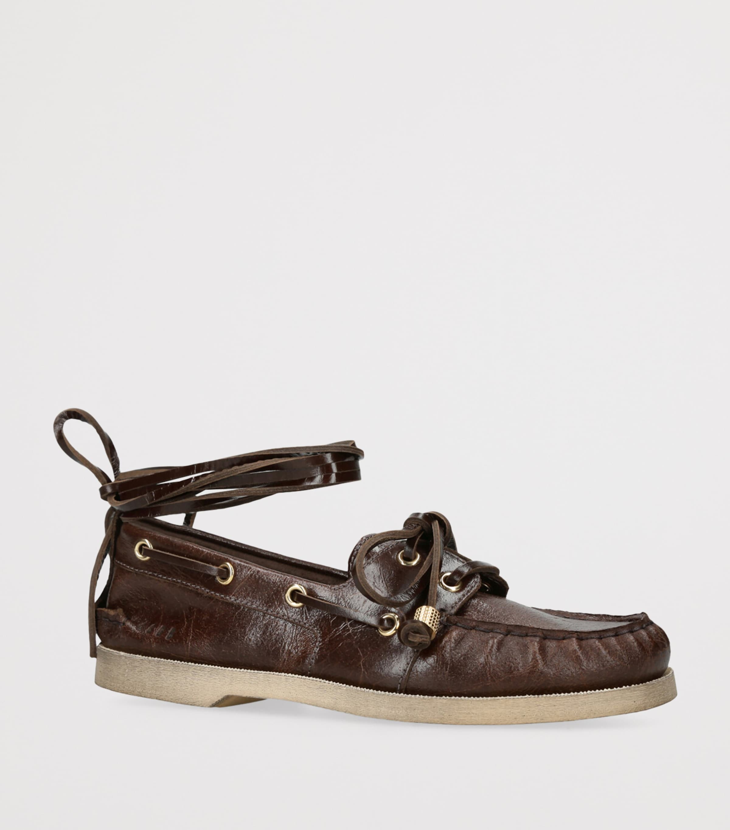 Golden Goose Leather Barca Boat Shoes Brown Image 3