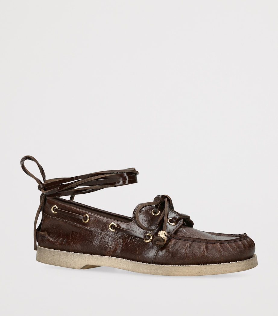 Golden Goose Leather Barca Boat Shoes Brown Image 3