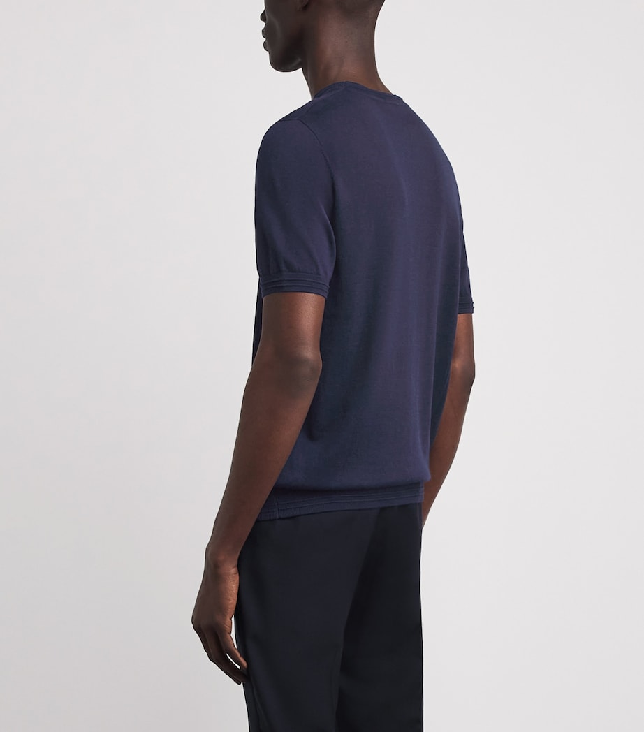 Pal Zileri Mens Knitted T-Shirt Blue Navy Image 5
