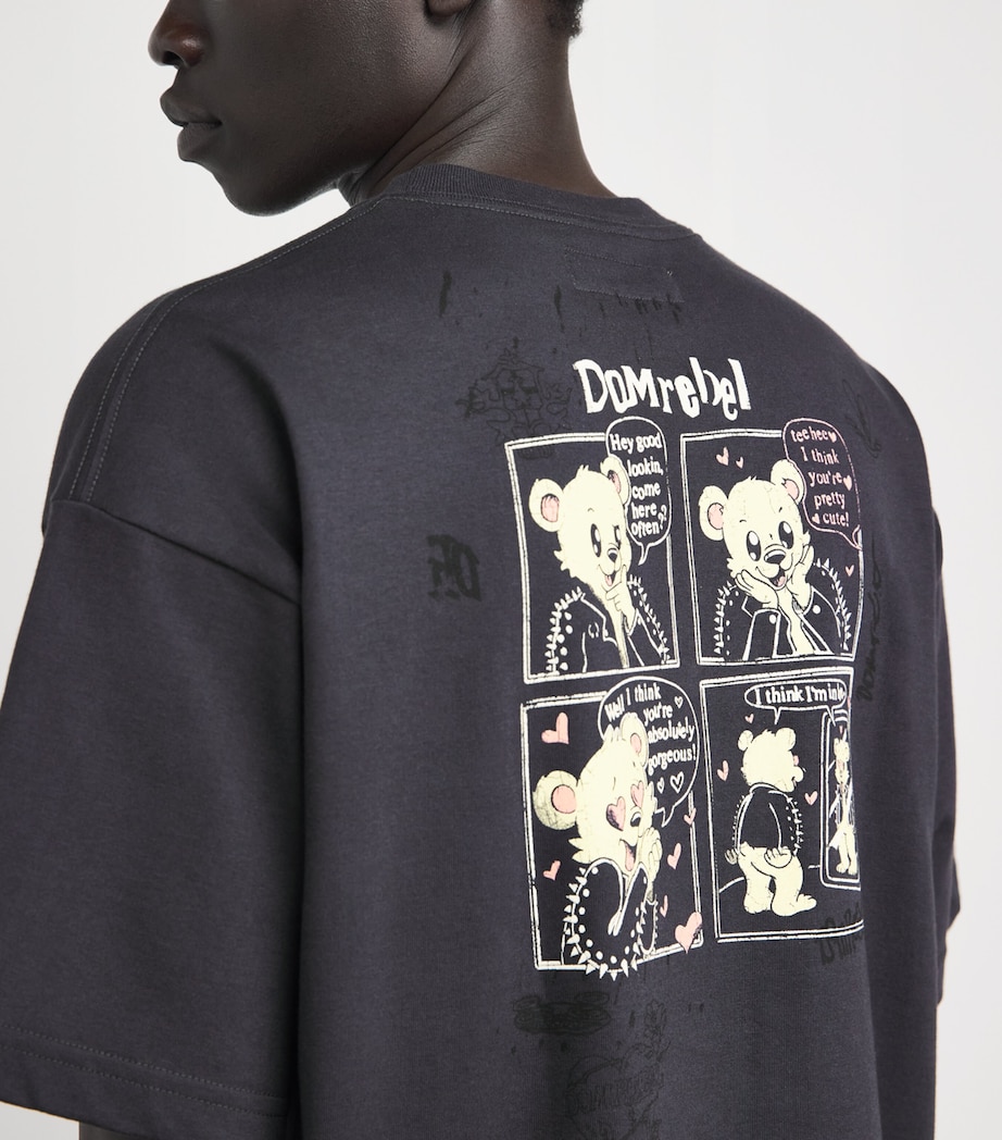 DOMREBEL Mens Cotton in Love With Myself T-Shirt Old Black Image 3