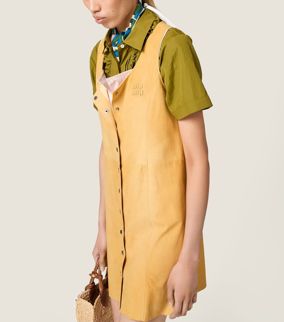 Miu Miu Womens Suede Mini Dress Neutral Image 5