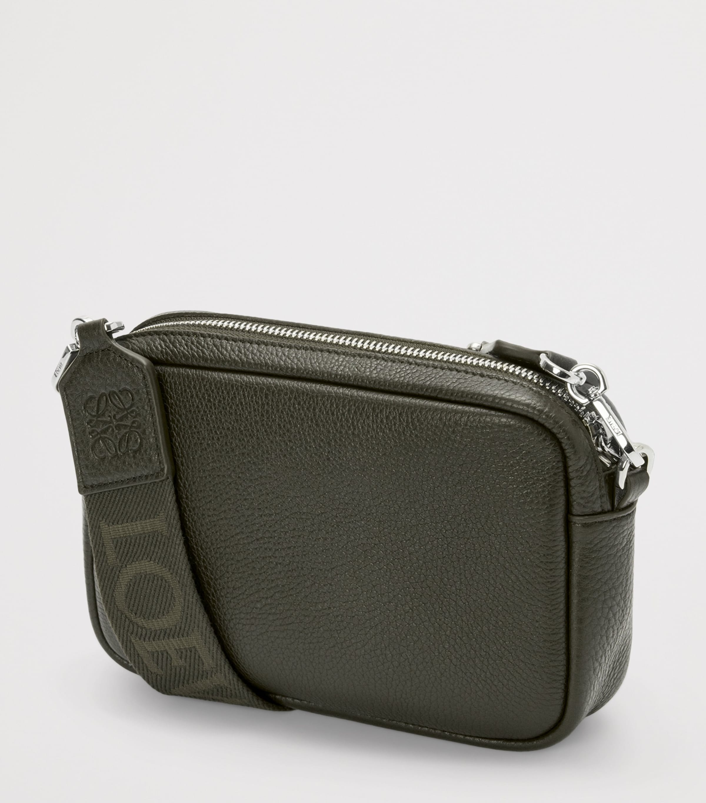 Small Leather Pebble Messenger Bag DARK KHAKI Image 3