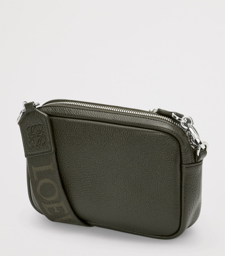 Small Leather Pebble Messenger Bag DARK KHAKI Image 3