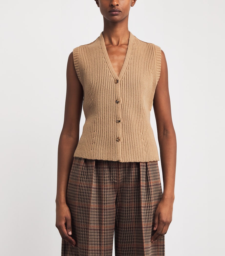 Wool-Cashmere-Blend Knitted Gilet CAMEL Image 3