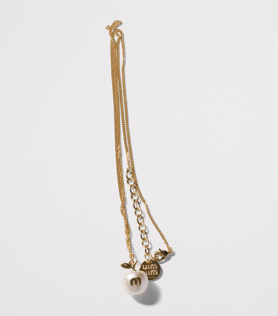 Miu Miu Pearlised Pendant Necklace Gold/silver Image 3