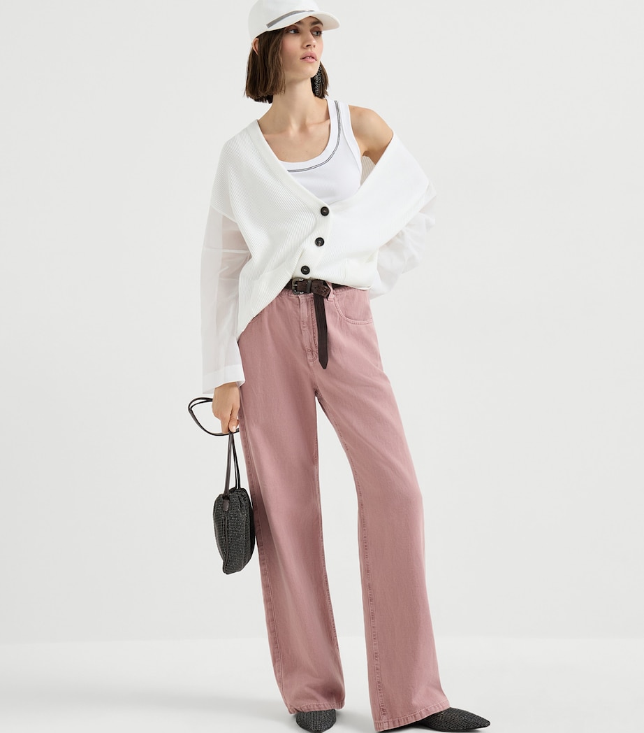 Brunello Cucinelli Womens Cotton-Linen Garment-Dyed Trousers Image 2