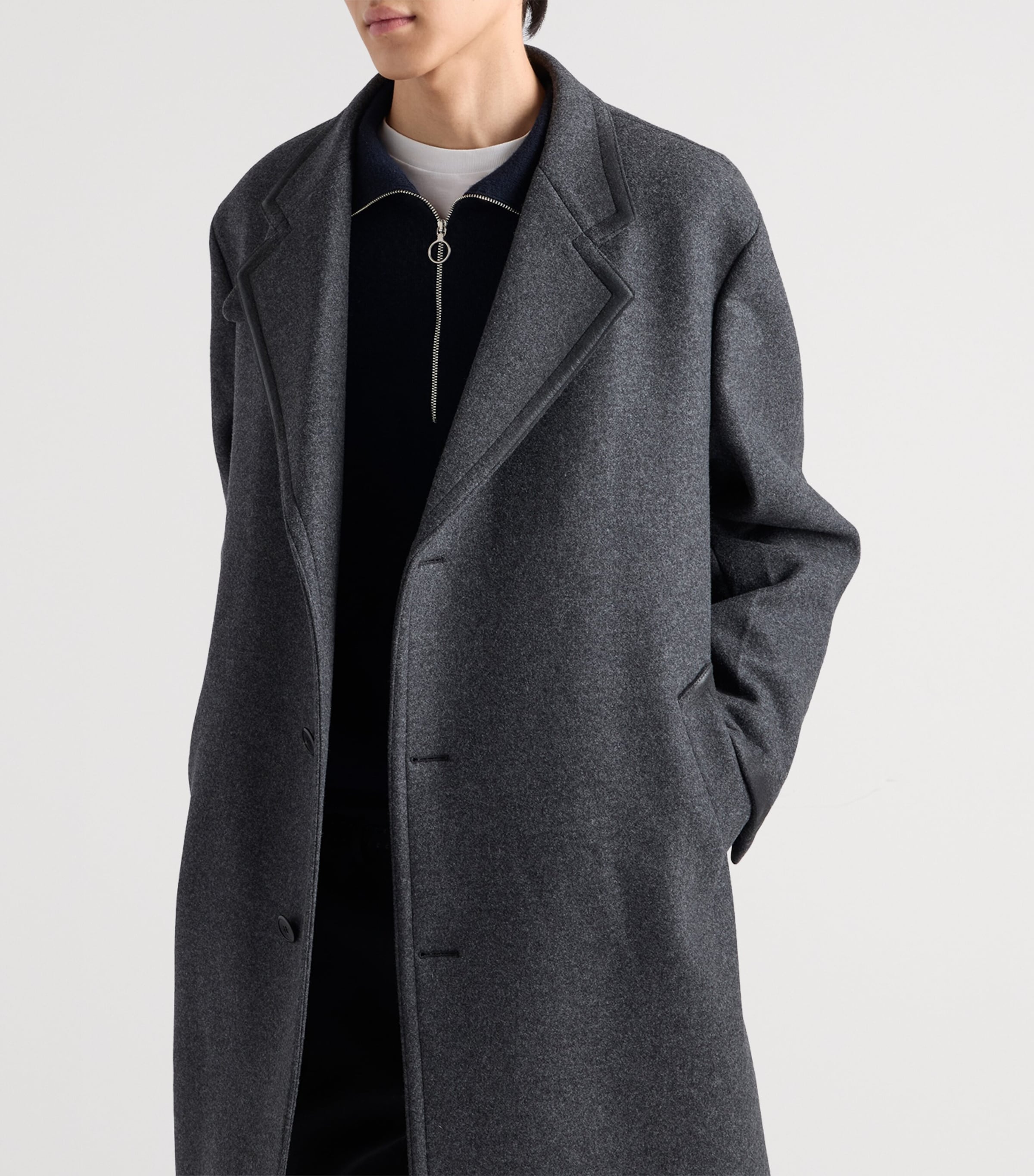 Prada Mens Wool-Cashmere Quarter-Zip Sweater Blue Image 4