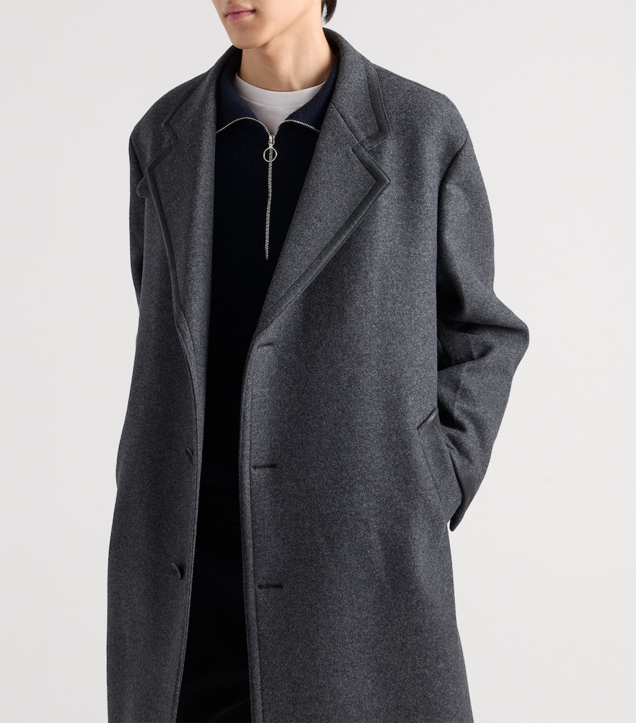 Prada Mens Wool-Cashmere Quarter-Zip Sweater Blue Image 4