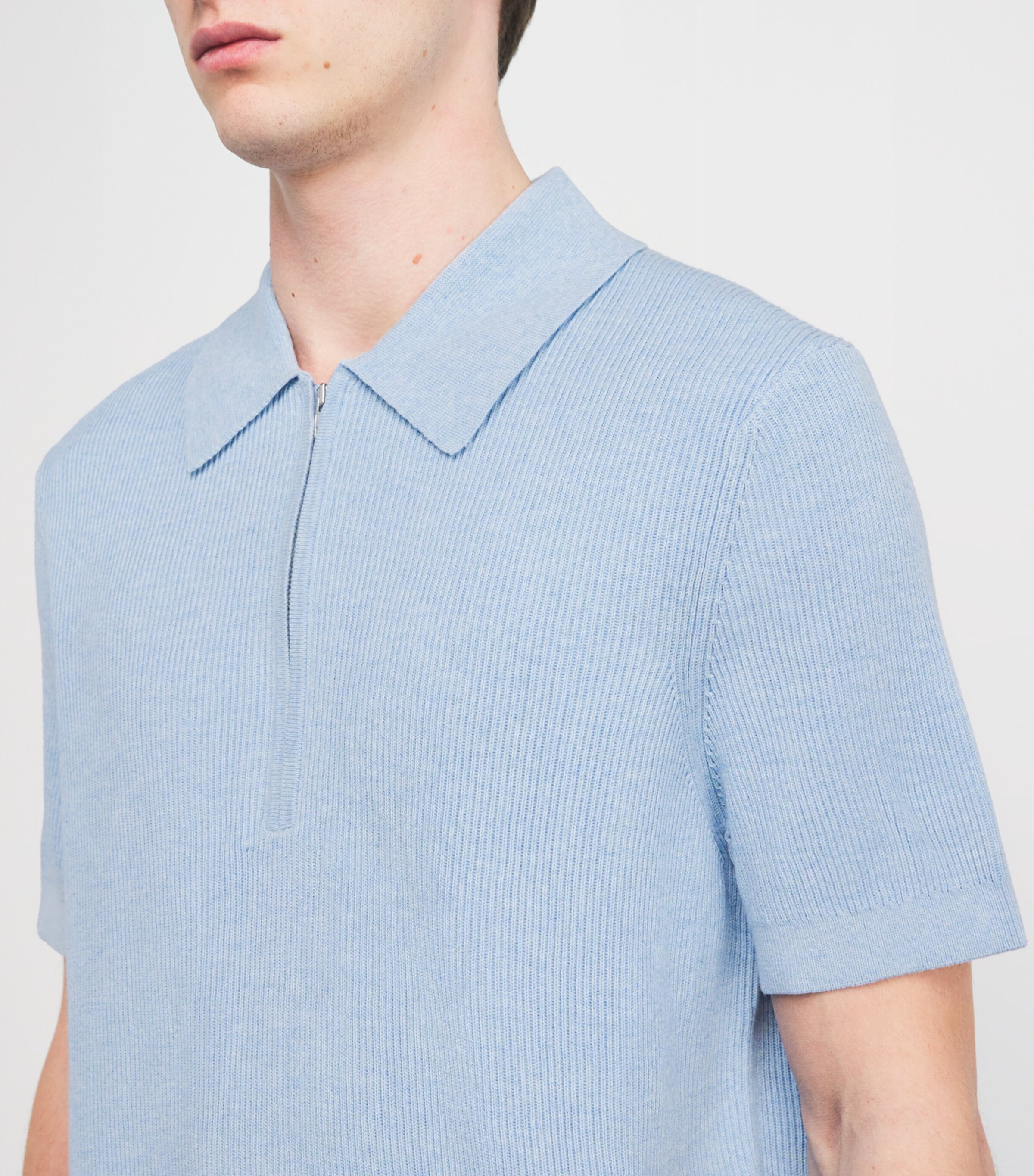 NN.07 Mens Organic Cotton Hansie Polo Sweater Cerulean Image 6