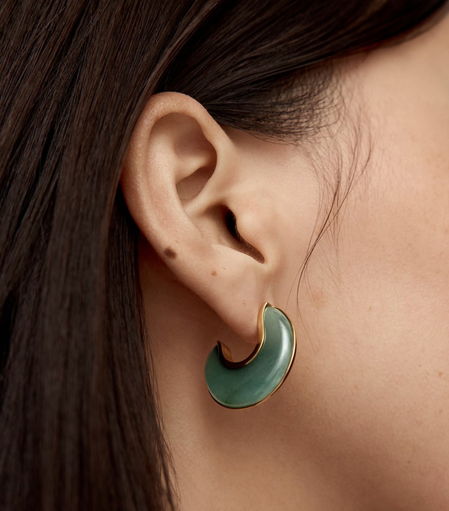 Monica Vinader Yellow Gold and Aventurine Kate Young Reversible Hoop Earrings Gold Vermeil Image 2