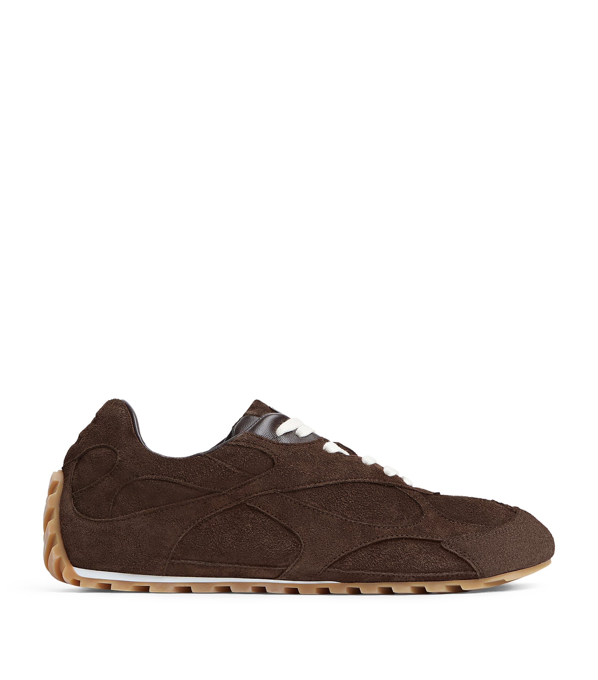 Bottega Veneta Orbit Flash Leather-trimmed Suede Sneakers In Brown