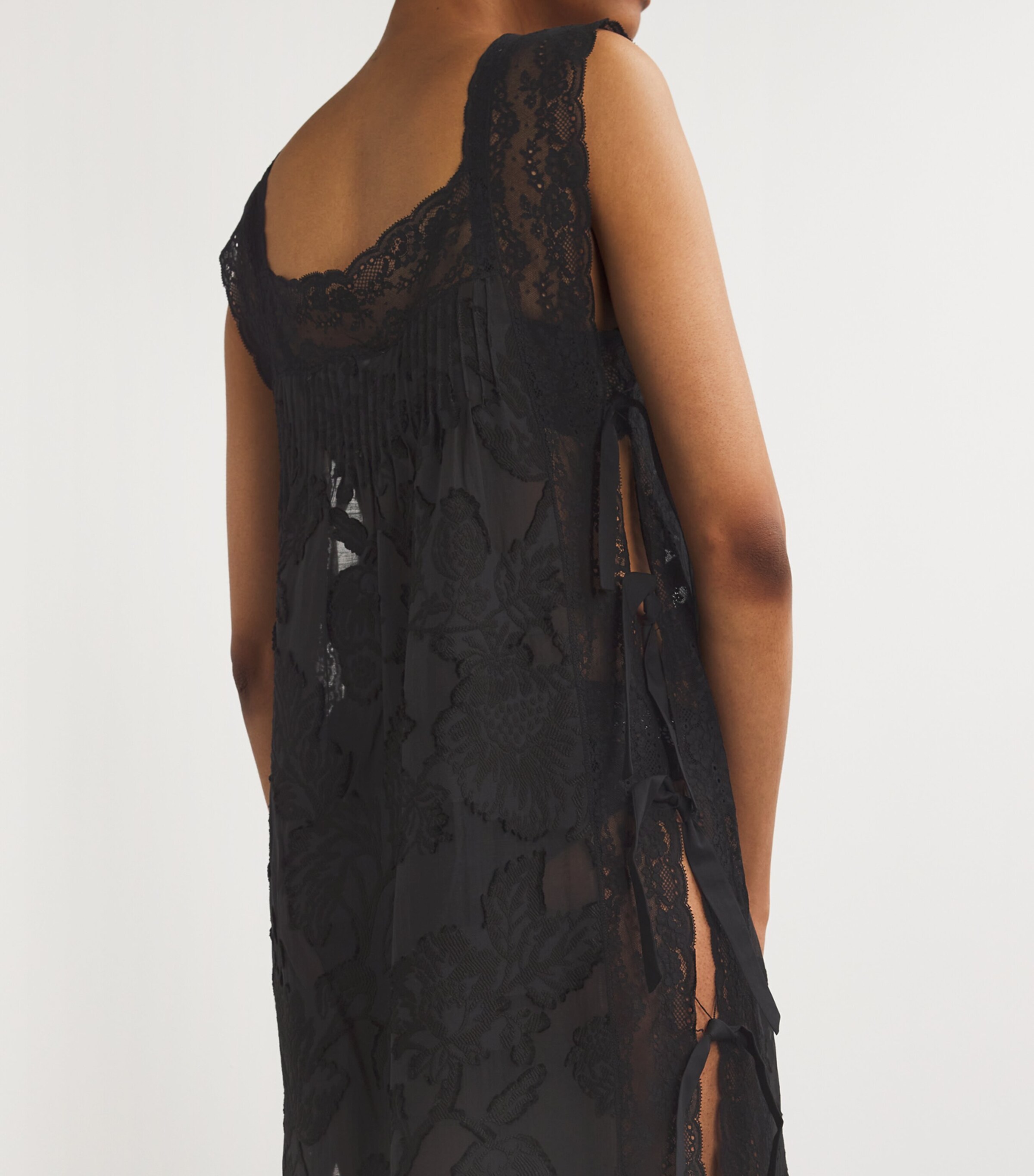 Lace-Trim Fiocchini Nightdress BLACK DEVORE Image 6