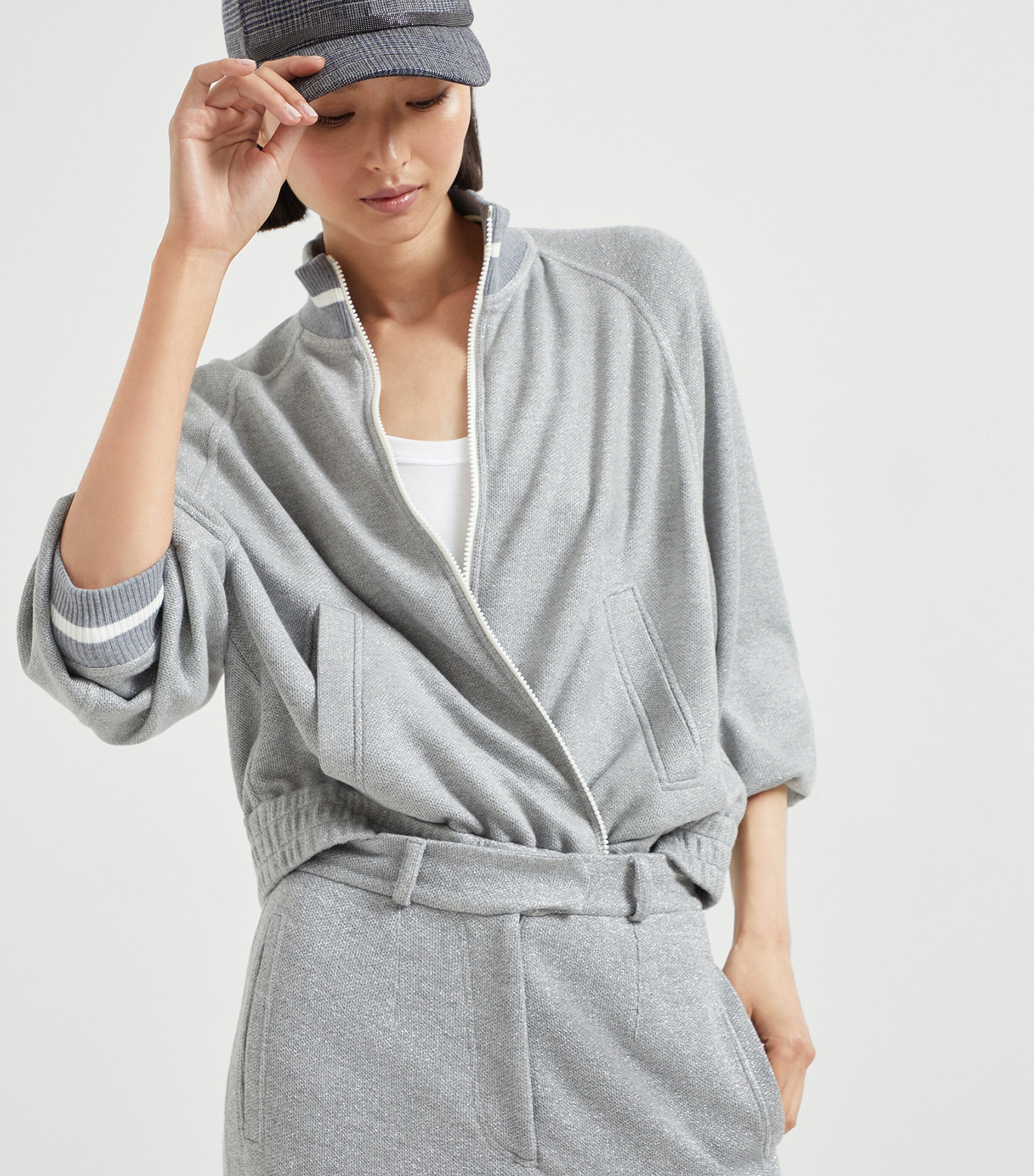 Sparkling Piqué Zip-Up Sweatshirt C4527 Image 5