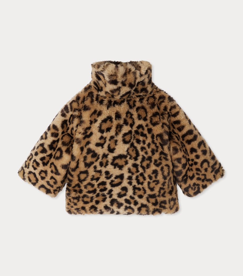 Faux Fur Leopard Coat (6-18 Months) CARAMEL Image 2