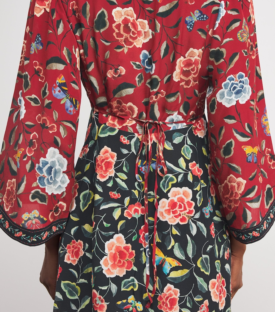 Silk Dahlia Maxi Dress BUTTERFLY MIX BLACK Image 6