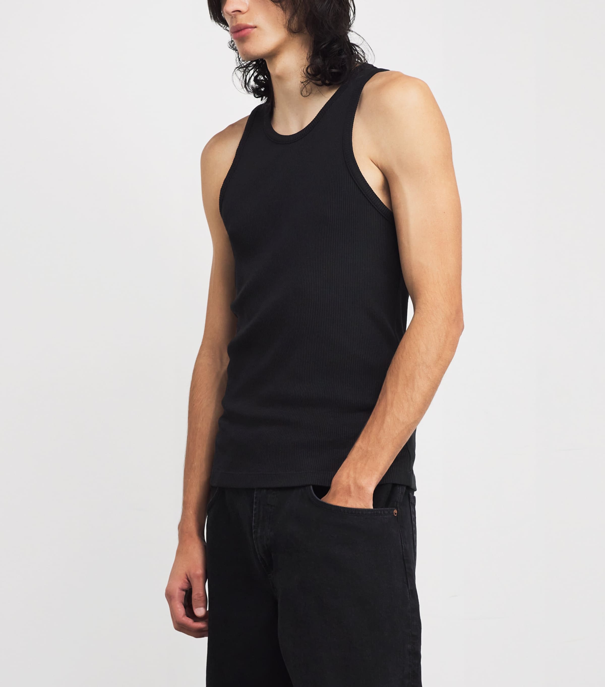 Ribbed Viggo Tank Top BLACK Image 3