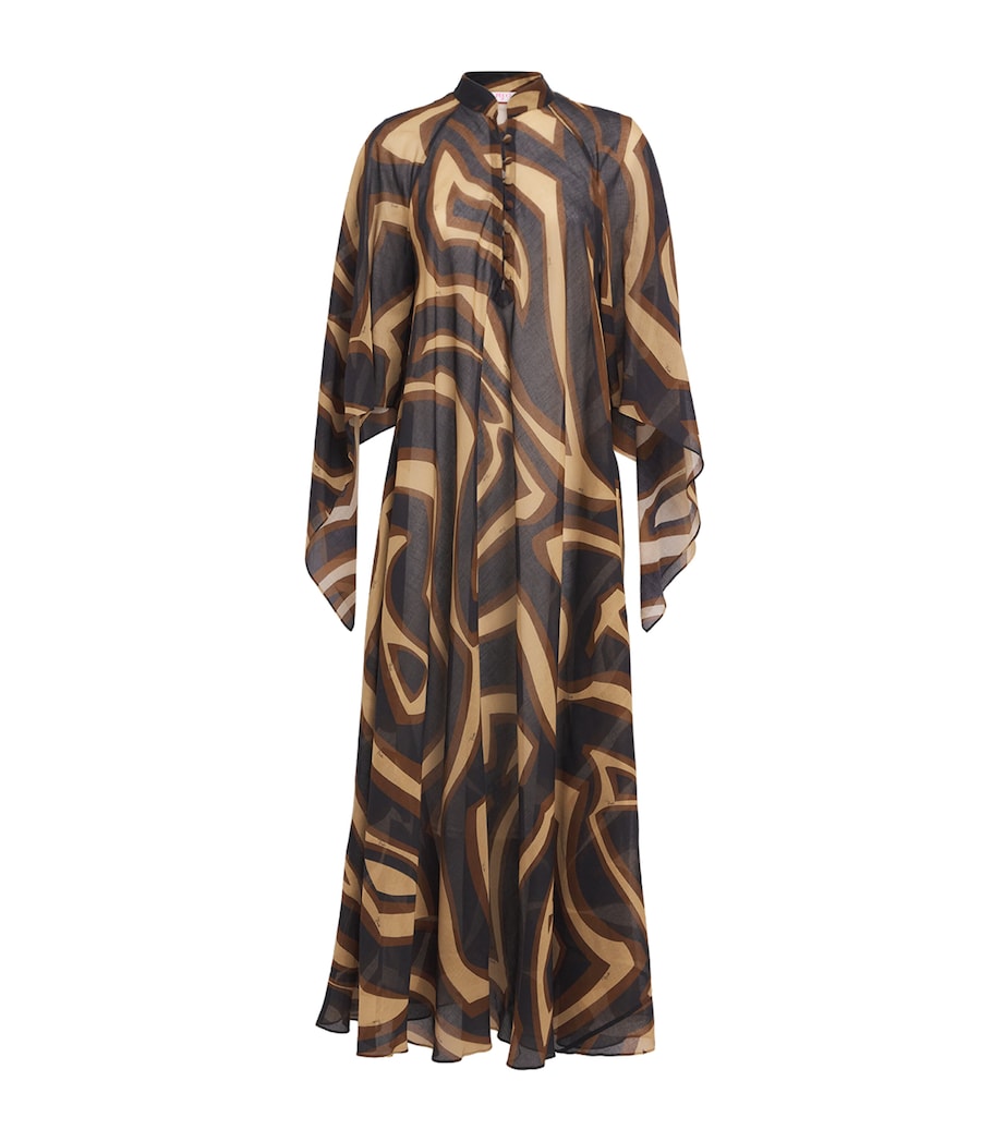 Cotton Labirinto Print Maxi Kaftan Dress 049/BLACK GOLD Image 1