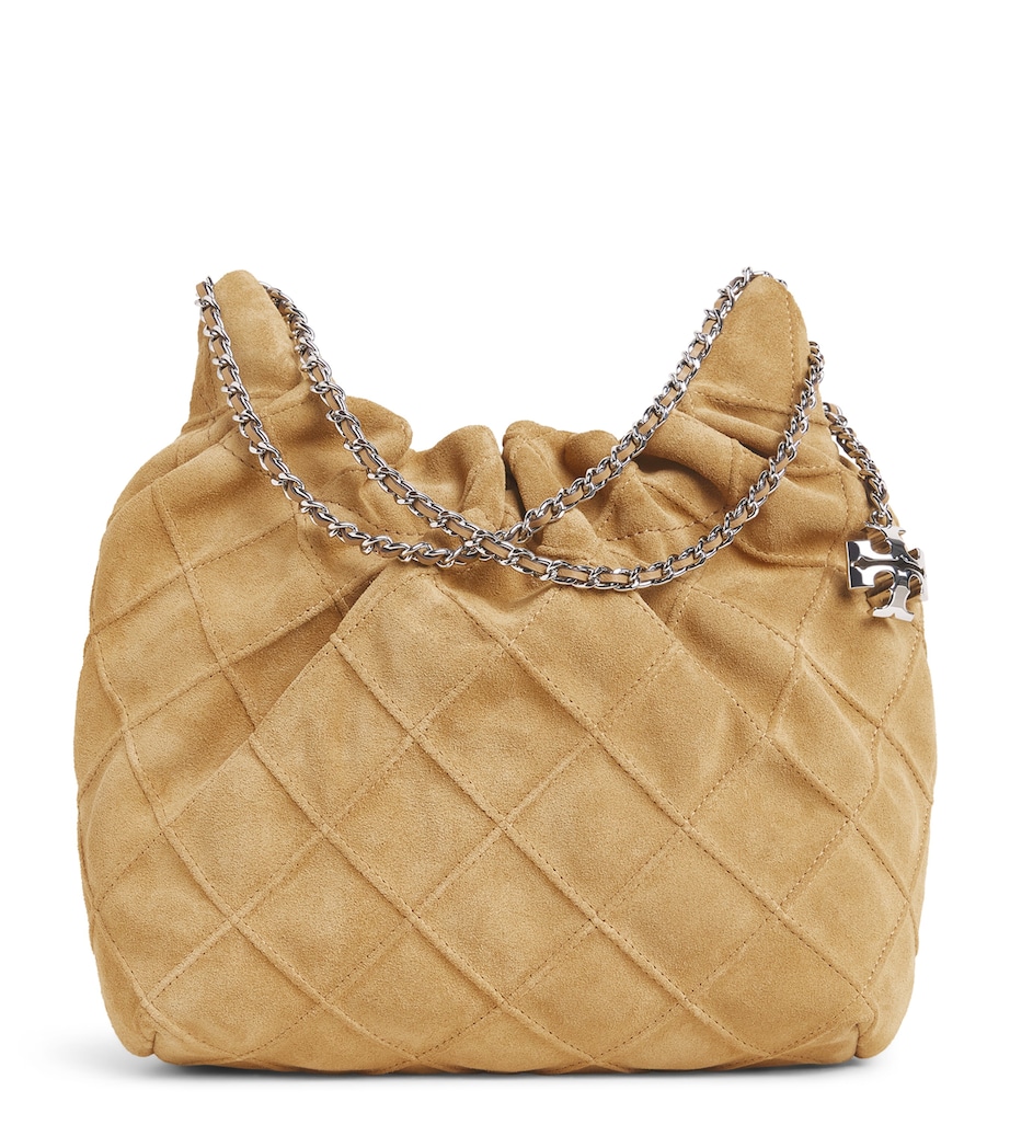 Tory Burch Mini Suede Flemming Cross-Body Bag Stone Image 1