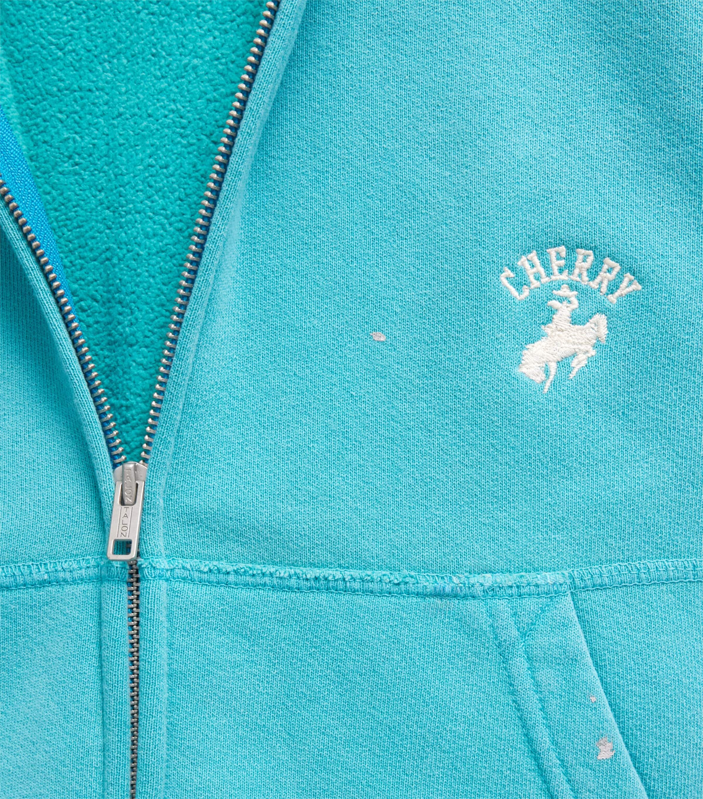 Cherry Los Angeles Mens Western Athletic Zip-Up Hoodie Turqouise Image 6