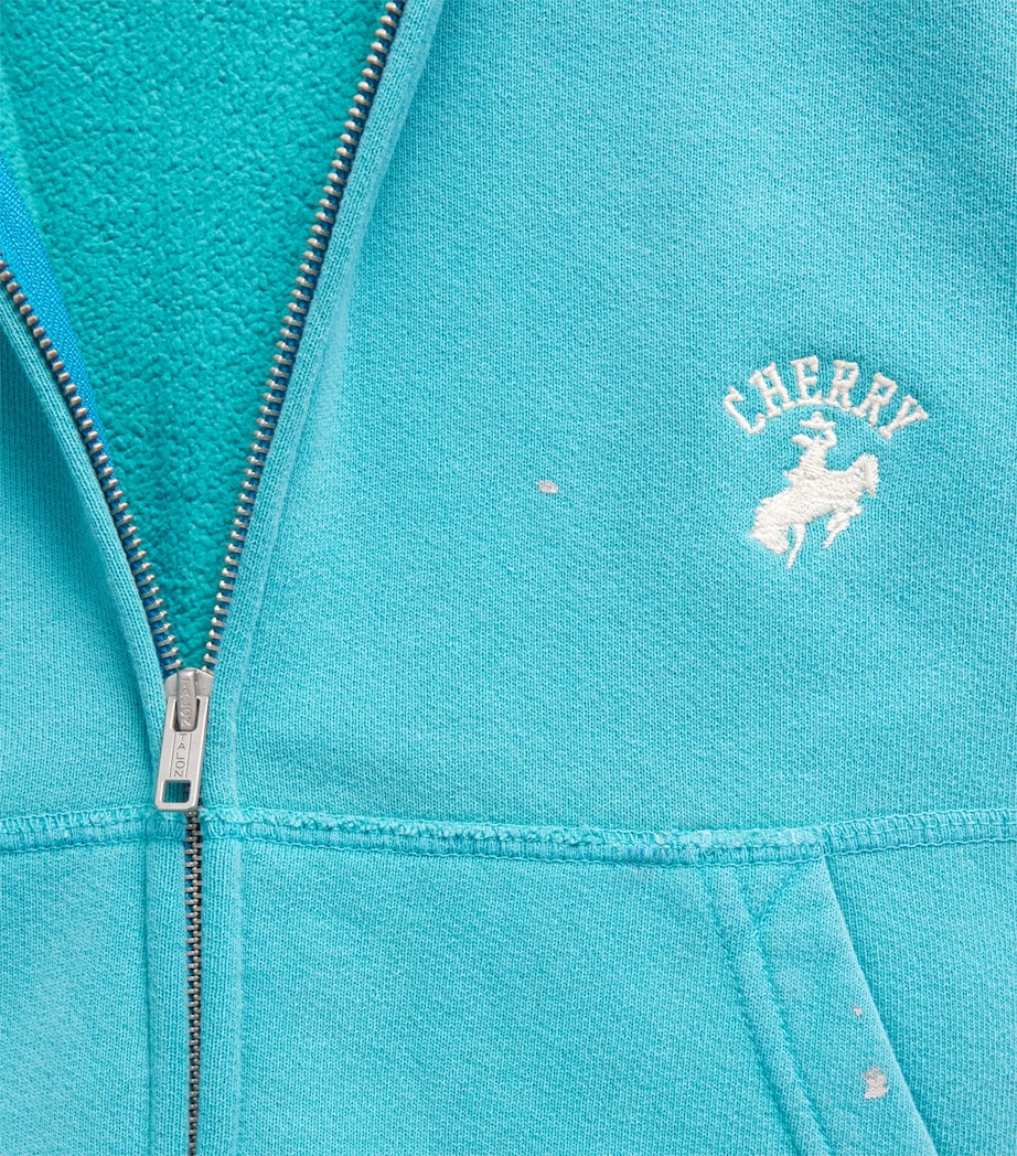Cherry Los Angeles Mens Western Athletic Zip-Up Hoodie Turqouise Image 6
