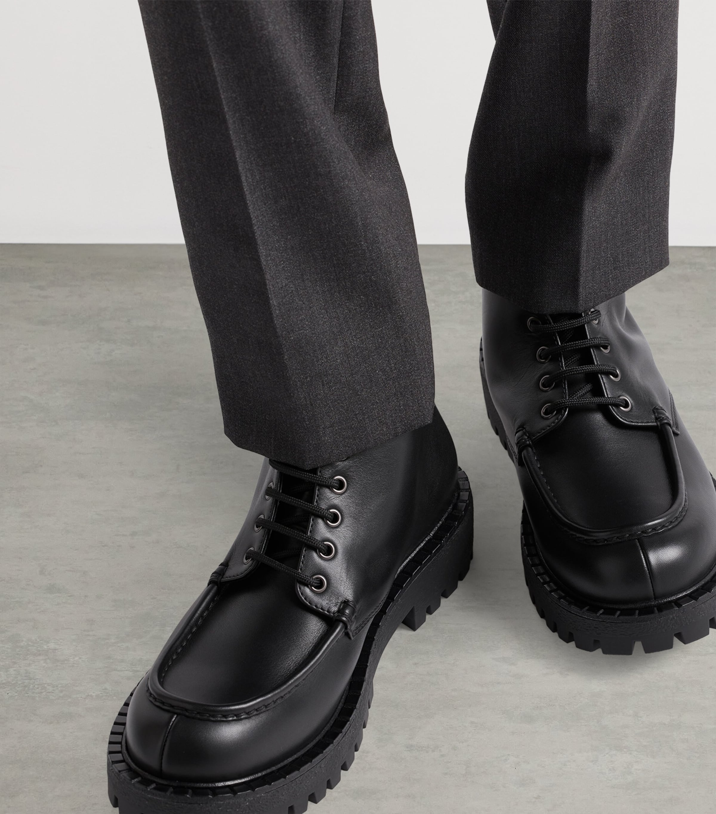 Leather Lace-Up Boots F0002 Image 2