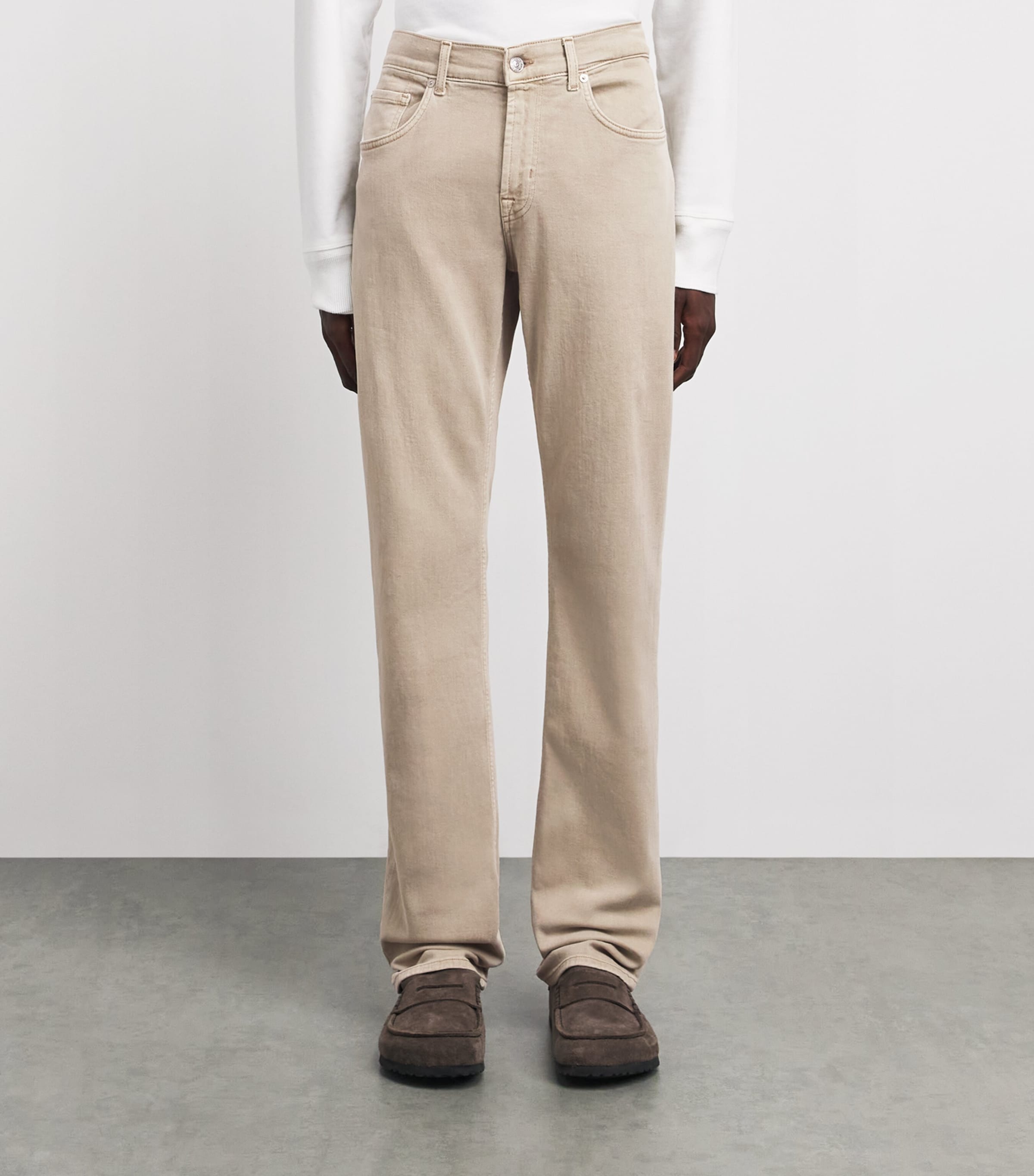 7 For All Mankind Mens The Straight Jeans Beige Image 4
