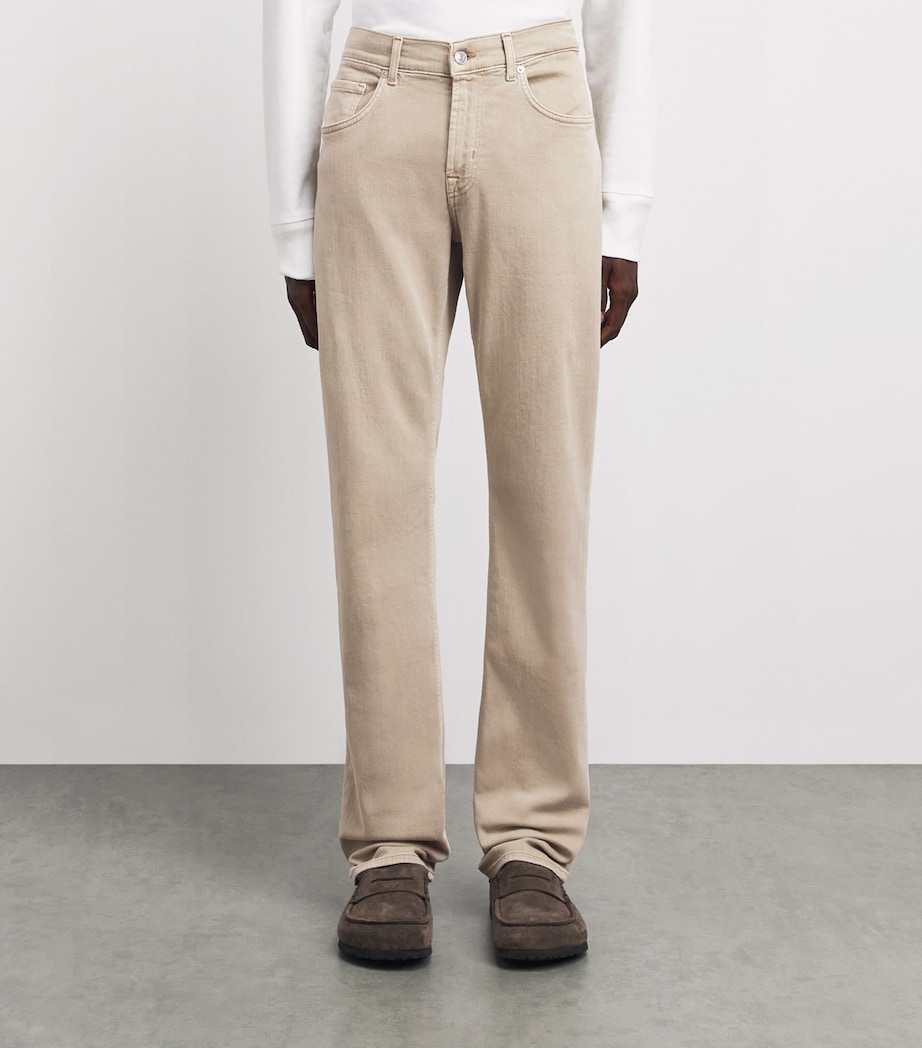 7 For All Mankind Mens The Straight Jeans Beige Image 4