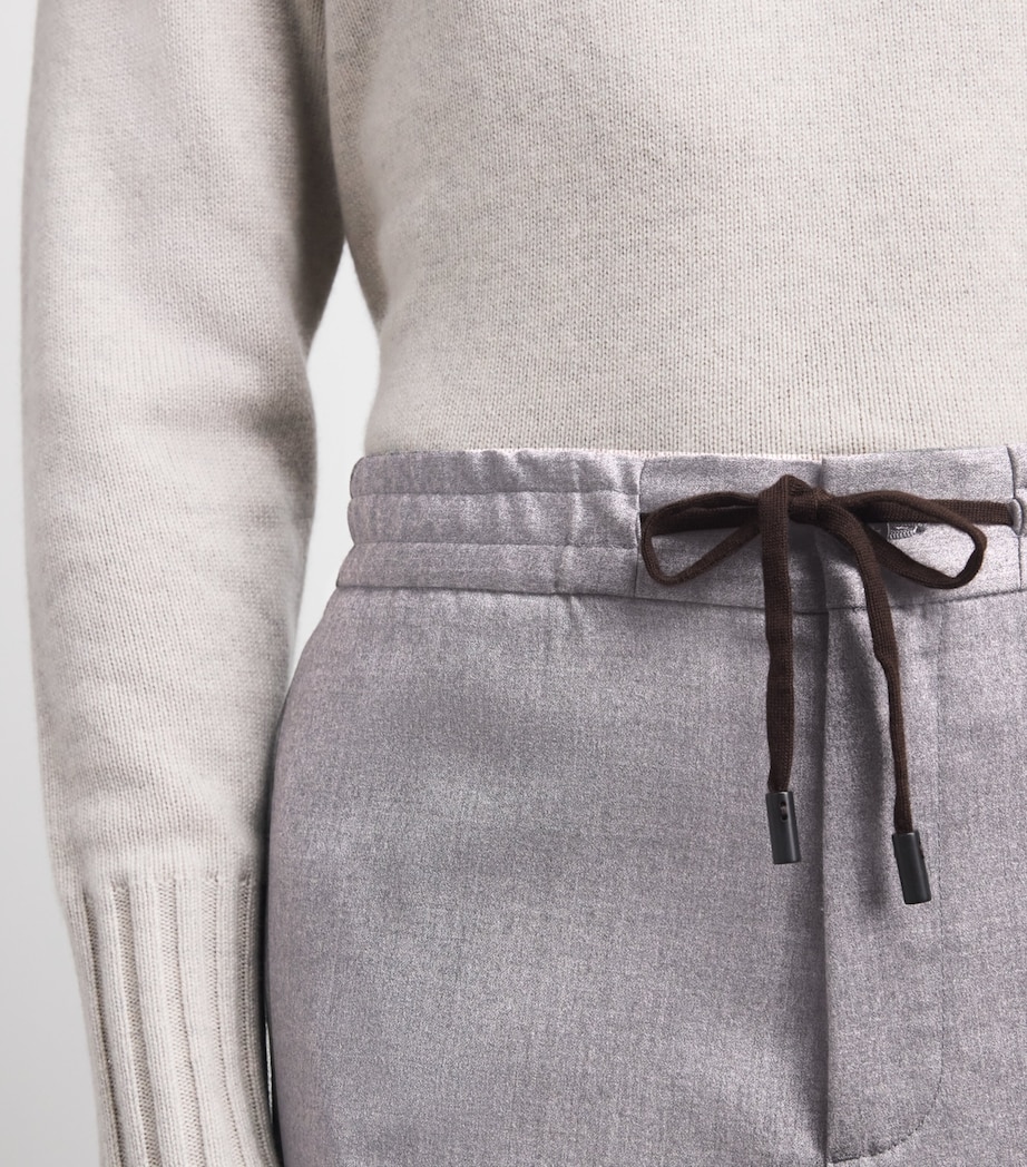 Maurizio Baldassari Mens Stretch-Virgin Wool Drawstring Trousers Warm Light Grey Image 3