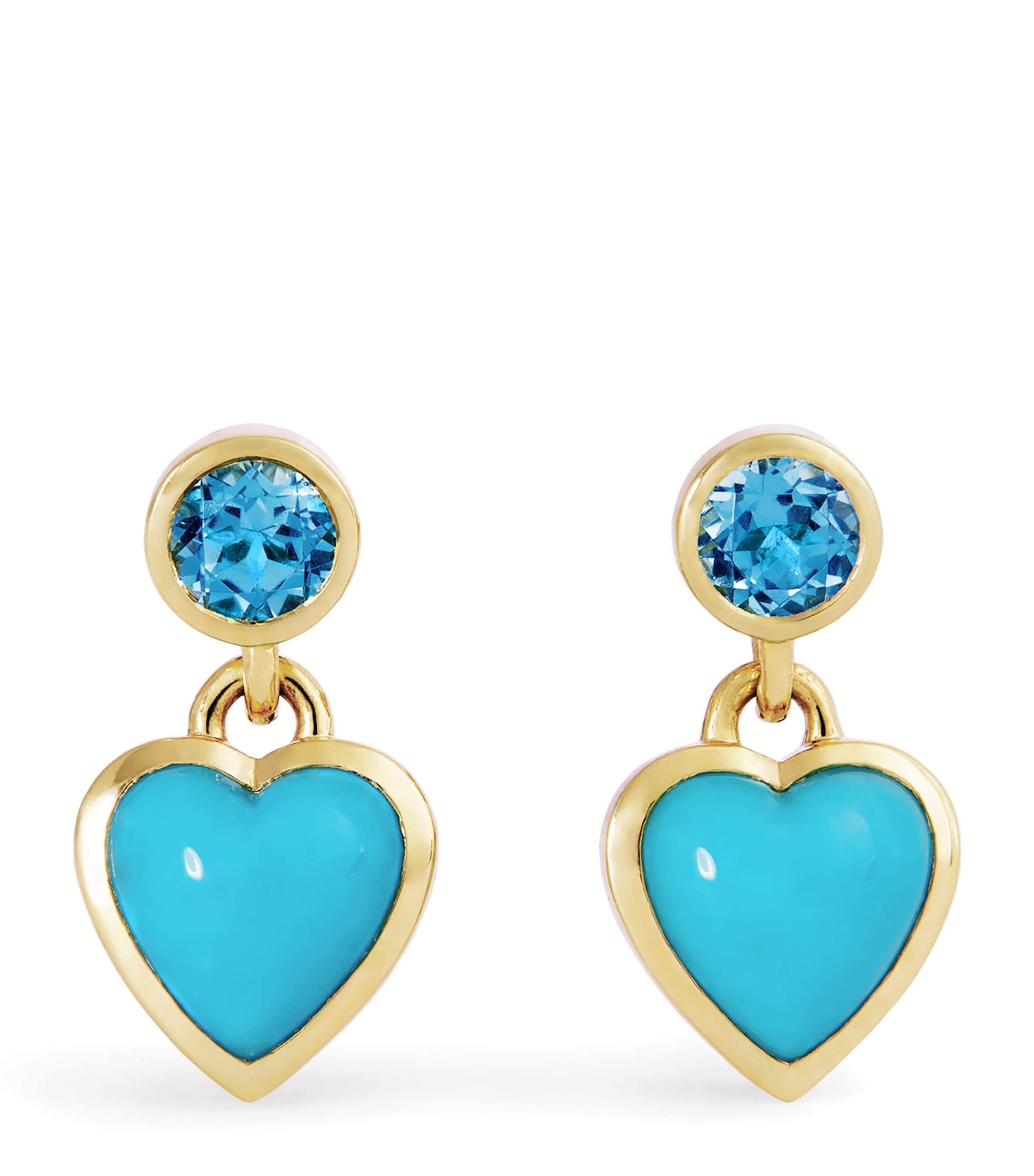 Yellow Gold and Topaz Blue Heart Earrings YELLOW GOLD Image 1