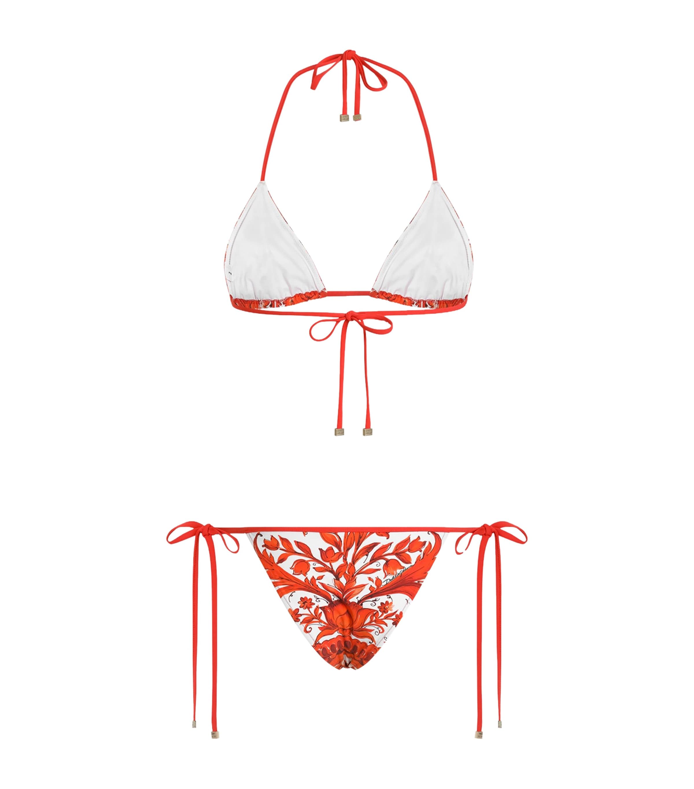 Dolce&Gabbana Womens Majolica Triangle Bikini Maiolica Ora Image 2