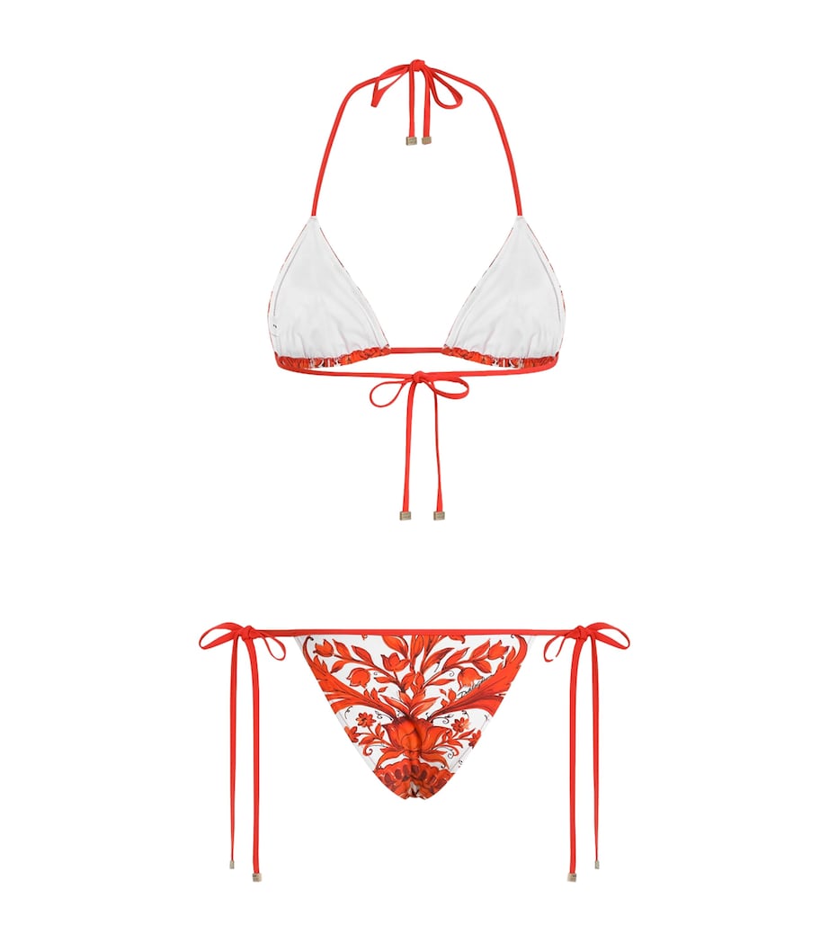 Dolce&Gabbana Womens Majolica Triangle Bikini Maiolica Ora Image 2