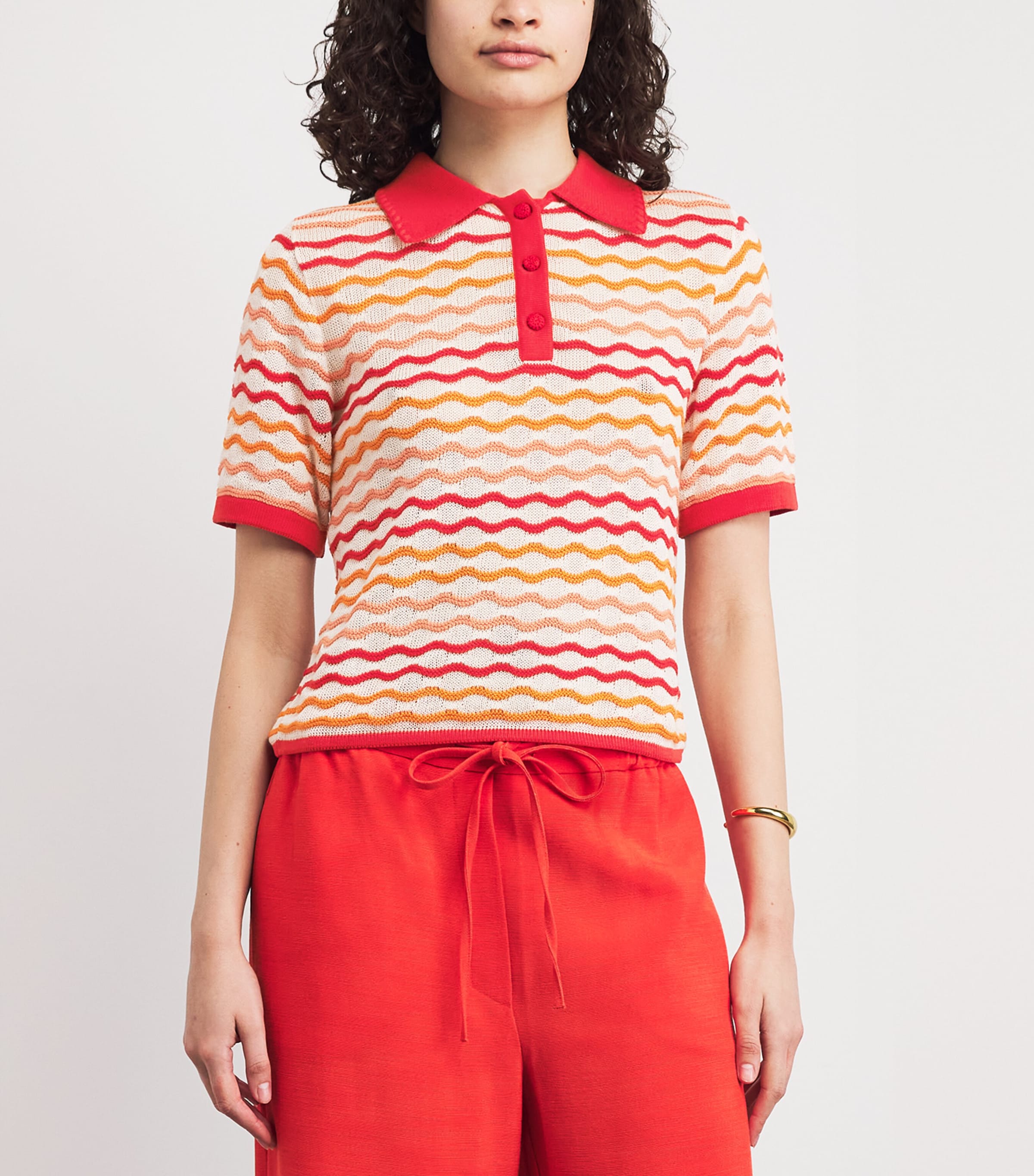 ESCVDO Womens Cotton Knitted Stripe Polo Shirt Image 4
