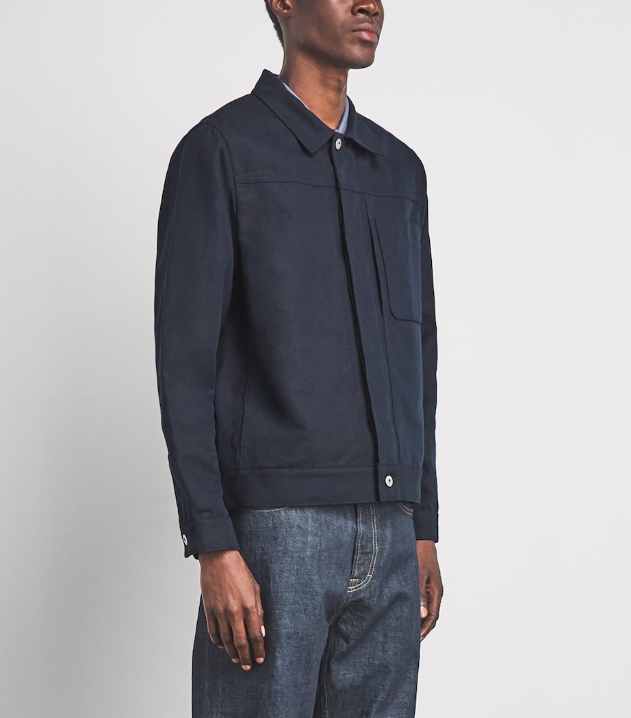 Vince Mens Cotton-Linen Trucker Overshirt Coastal Image 4